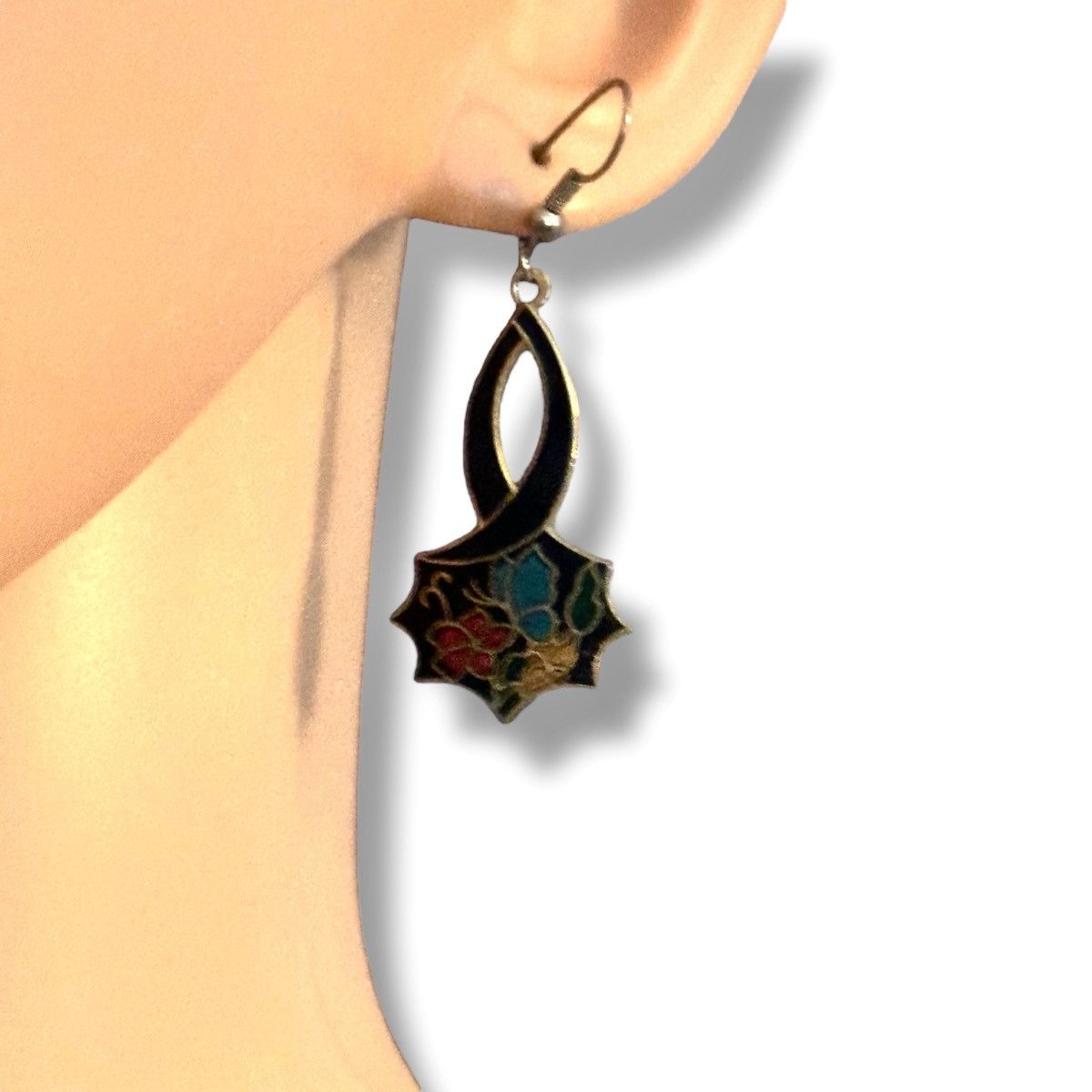 Other Butterfly and flowers cloisonné dangle earrings Size ONE SIZE - 2 Thumbnail