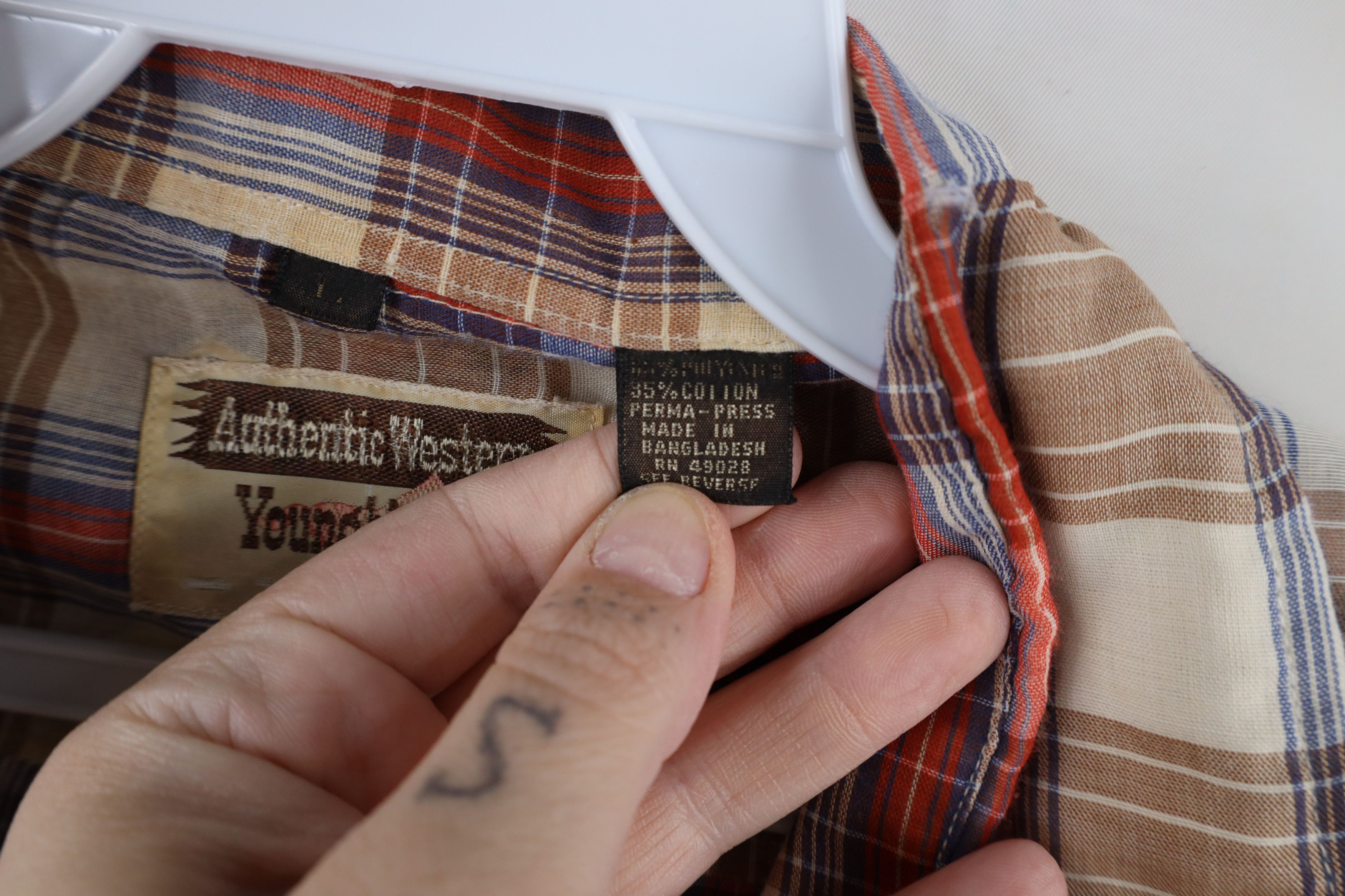 Vintage Vintage 70s Streetwear Sheer Western Button Shirt Plaid Size US L / EU 52-54 / 3 - 10 Thumbnail