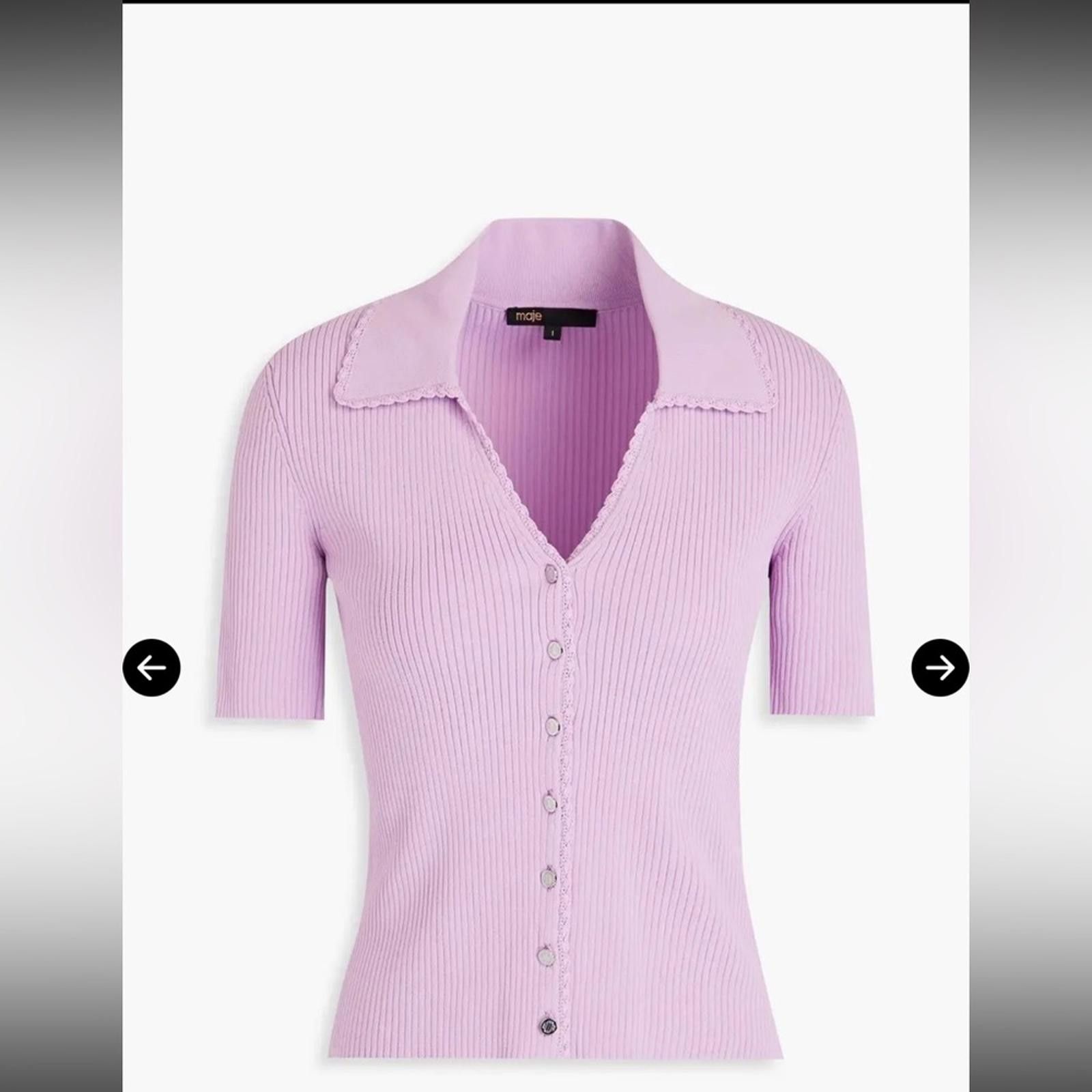 Maje Maje Lavender Ribbed Button-Down Shirt Size S / US 4 / IT 40 - 1 Thumbnail