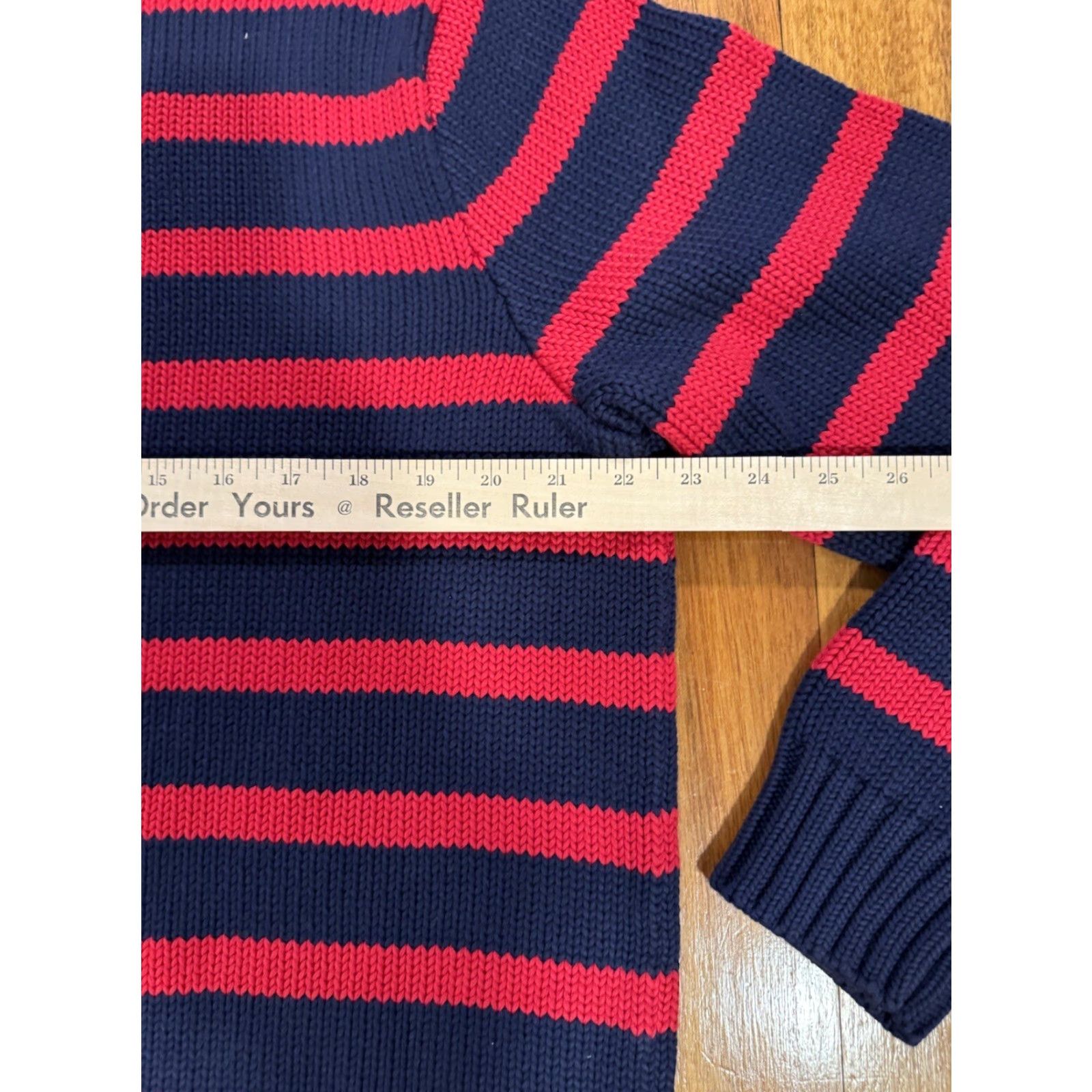 Polo Ralph Lauren VINTAGE Polo Ralph Lauren Golf Sweater Mens Blue Red Stripe Knit Lrg 100% Cotton Size US L / EU 52-54 / 3 - 7 Thumbnail