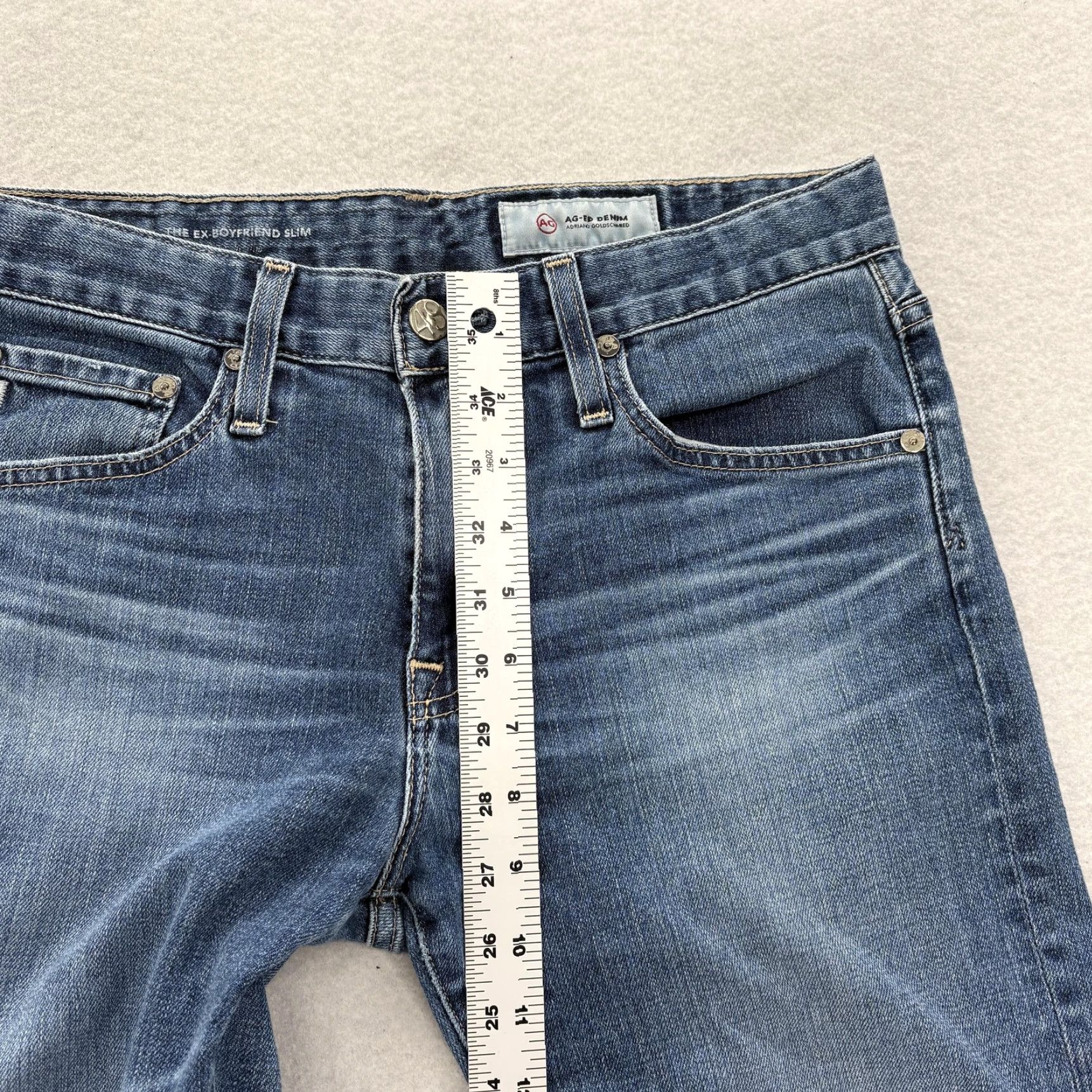 Denime AG Adriano Goldschmied Jeans Womens 26 Blue Ex Boyfriend Slim Stretch Denim Jeans Size 26" / US 2 / IT 38 - 7 Thumbnail