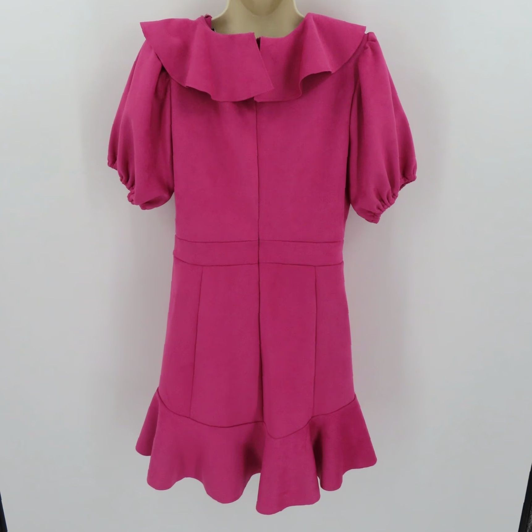 Vintage Fate Womens Large Pink Ruffle V-Neck Short Sleeve Dress Sundress Casual Party/Cocktail NEW No Tags Size 36" / US 14 / IT 50 - 6 Thumbnail