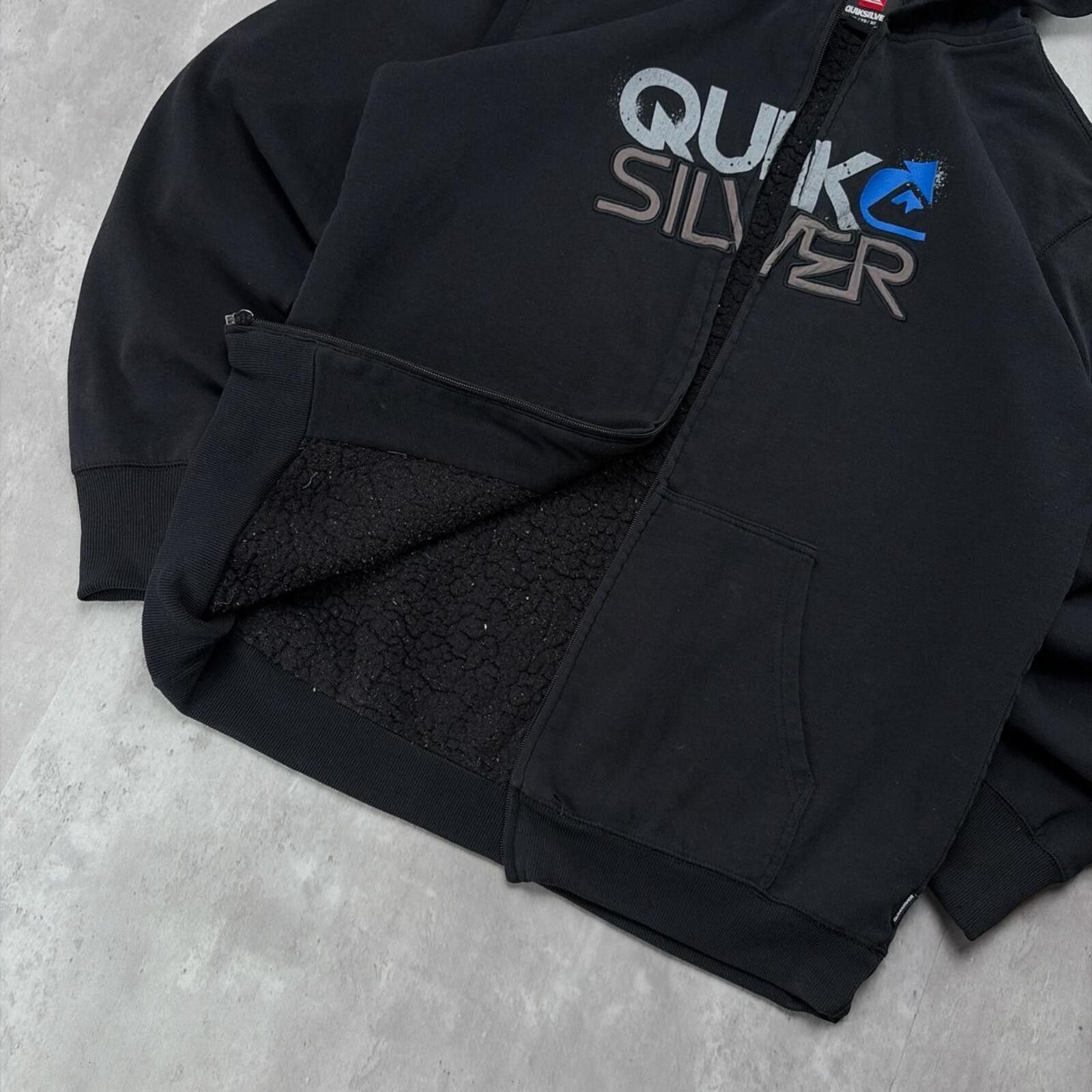 Quiksilver Y2K Quiksilver Grunge Baggy Surf Sherpa Lined Zip Up Hoodie Size US XL / EU 56 / 4 - 4 Thumbnail