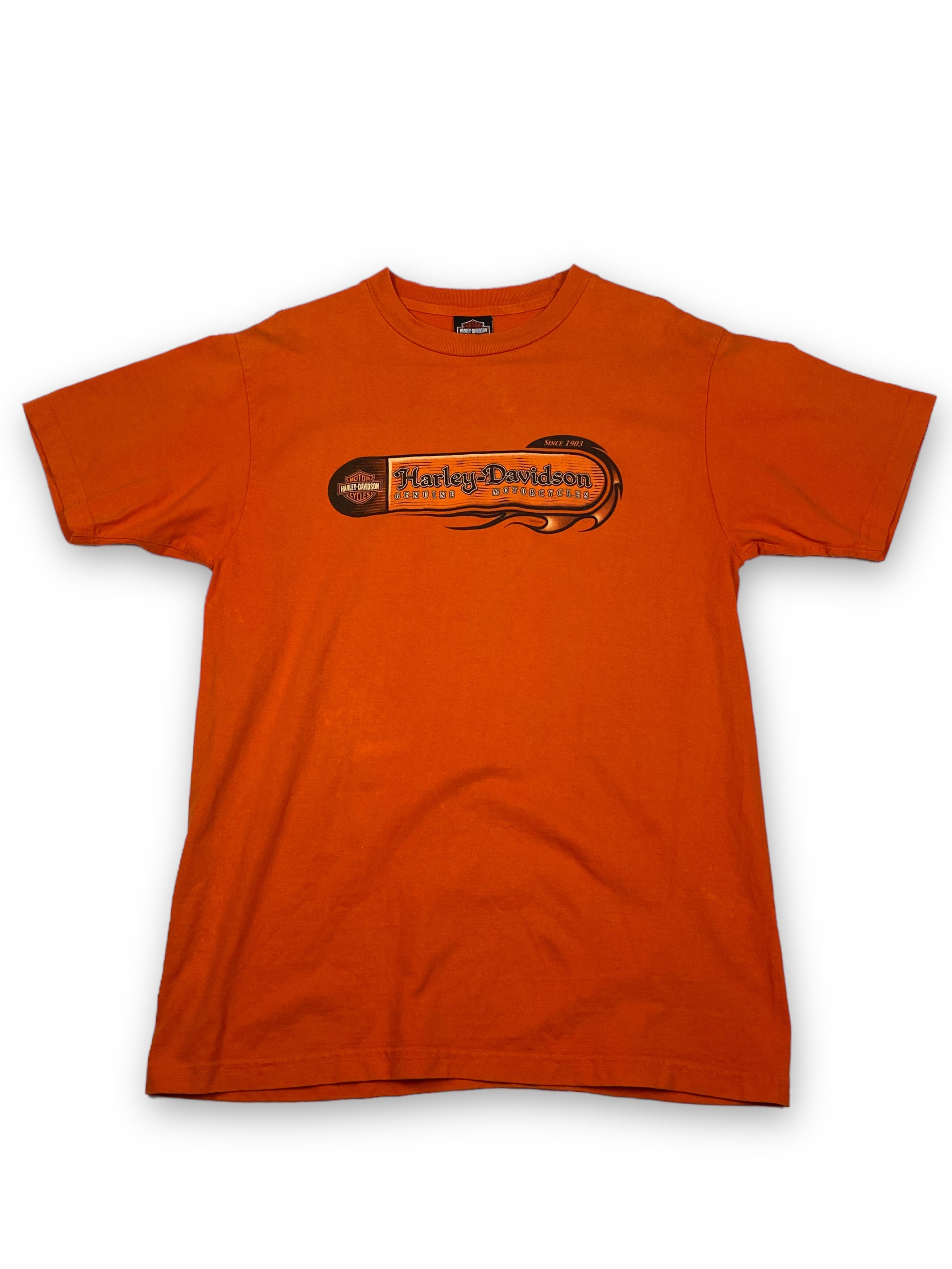 Harley Davidson Vintage HARLEY DAVIDSON US Made Big Logo Orange T-Shirt M745 Size US L / EU 52-54 / 3 - 1 Thumbnail