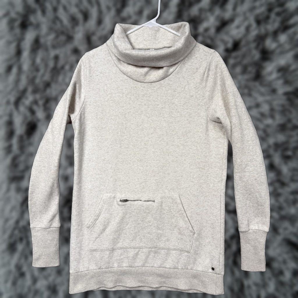 Fabletics Fabletics Sweatshirt Womens Large White Cowl Neck Fleece Pullover Zip Pocket Size L / US 10 / IT 46 - 1 Thumbnail