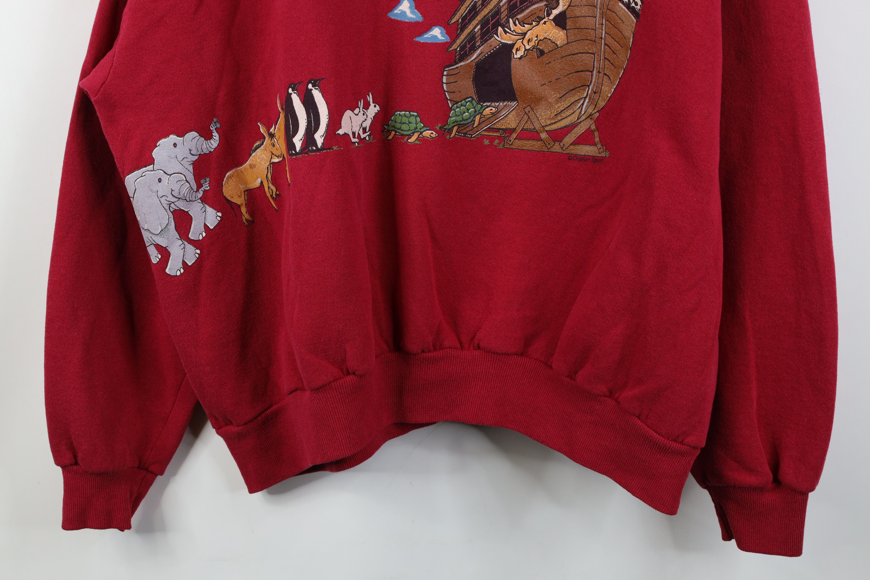 Vintage Vintage 90s Christian Noahs Ark All Over Print Sweatshirt Size 3XL / US 20-22 - 3 Thumbnail