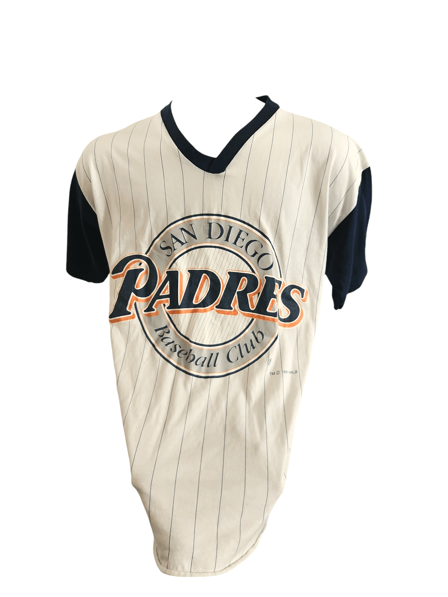 MLB × Vintage Vintage 1991 San Diego Padres Pinstripe V-neck jersey shirt Size US M / EU 48-50 / 2 - 4 Thumbnail