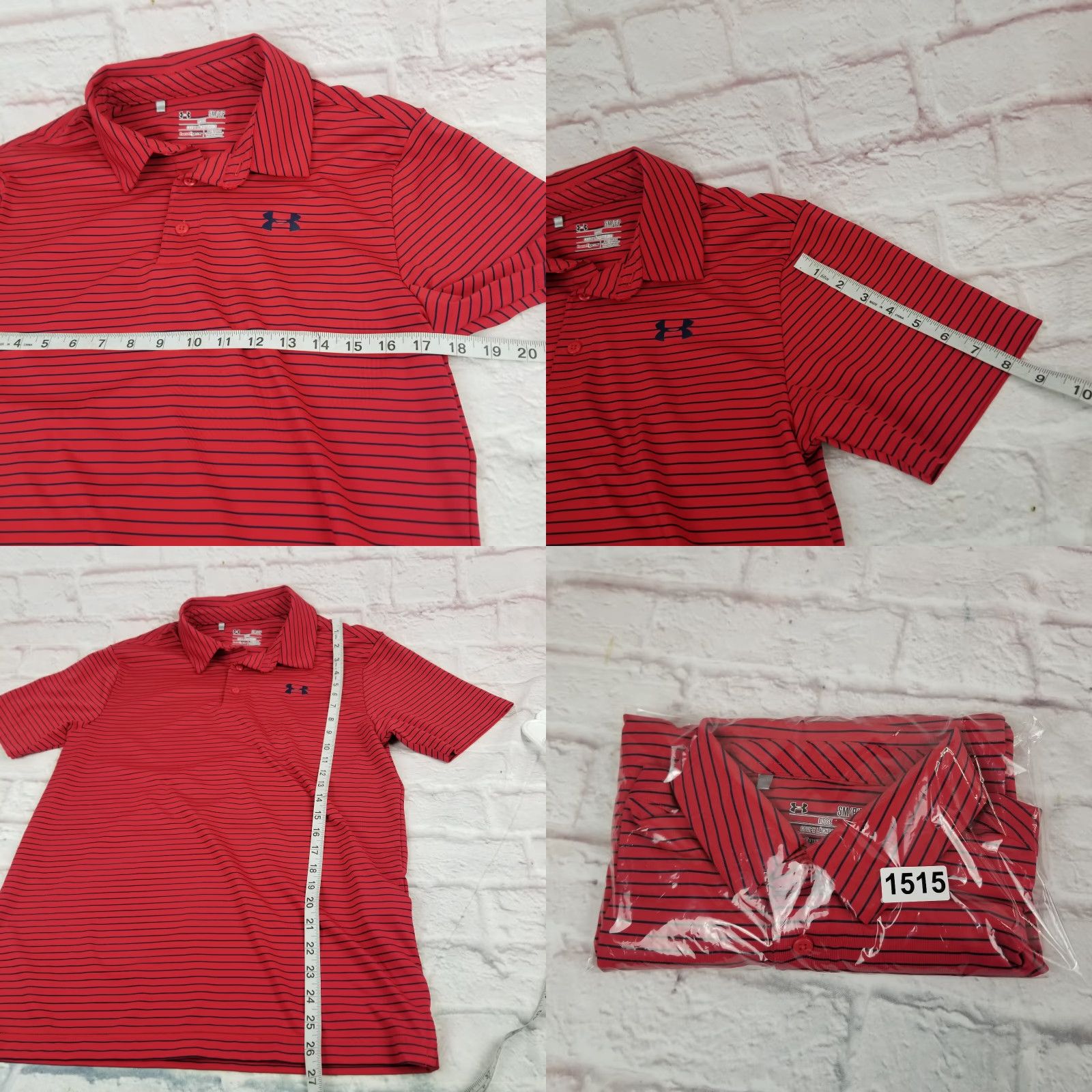 Under Armour Under Armour Heatgear Polo Shirt Mens Small Red Striped Short Sleeve Loose Fit Size US S / EU 44-46 / 1 - 8 Thumbnail