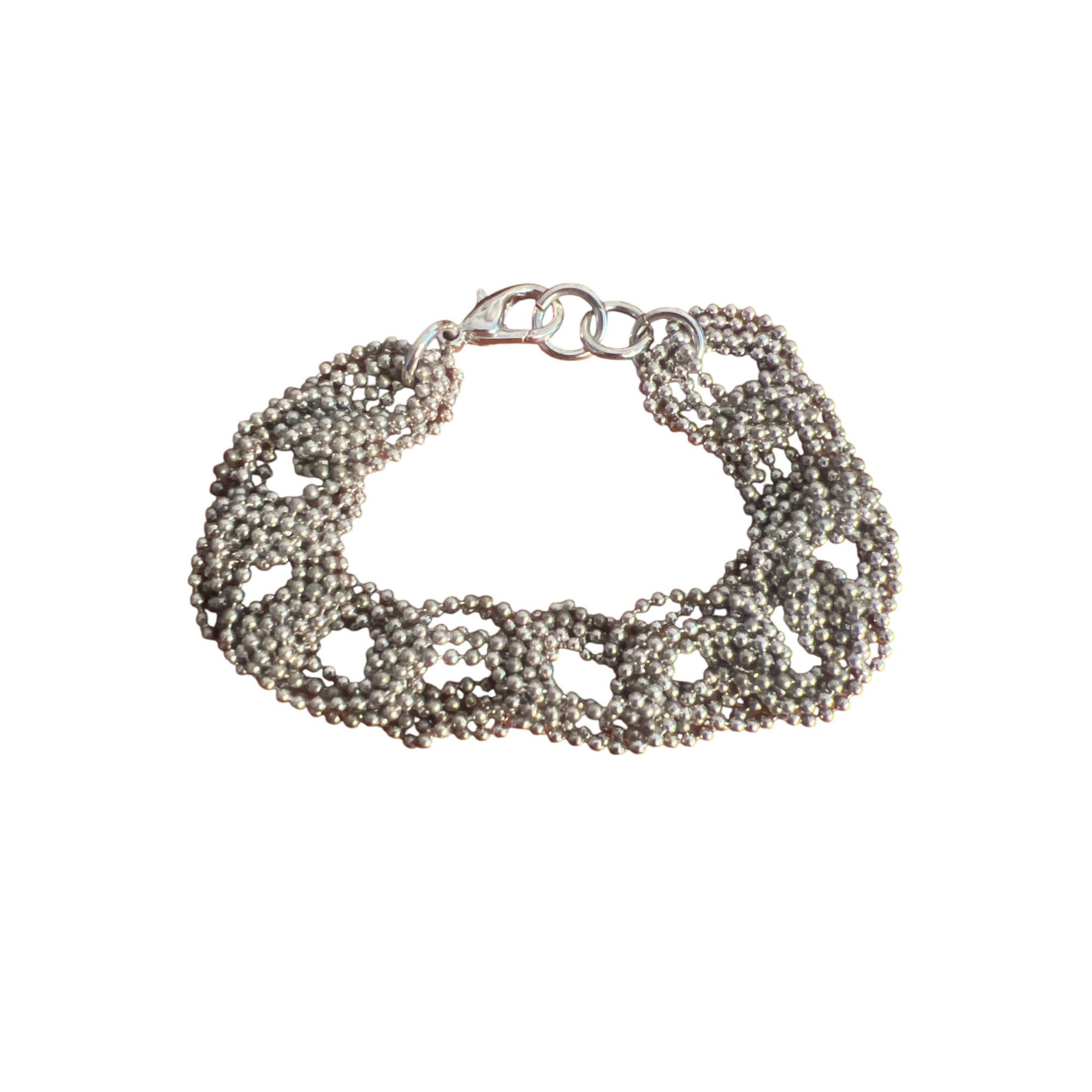 Other Vintage Silver Tone Beaded Multi-Strand Bracelet Chain Link Size ONE SIZE - 1 Thumbnail