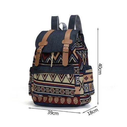 Japanese Brand Unisex Pattern Printing Canvas Backpack Size ONE SIZE - 2 Thumbnail