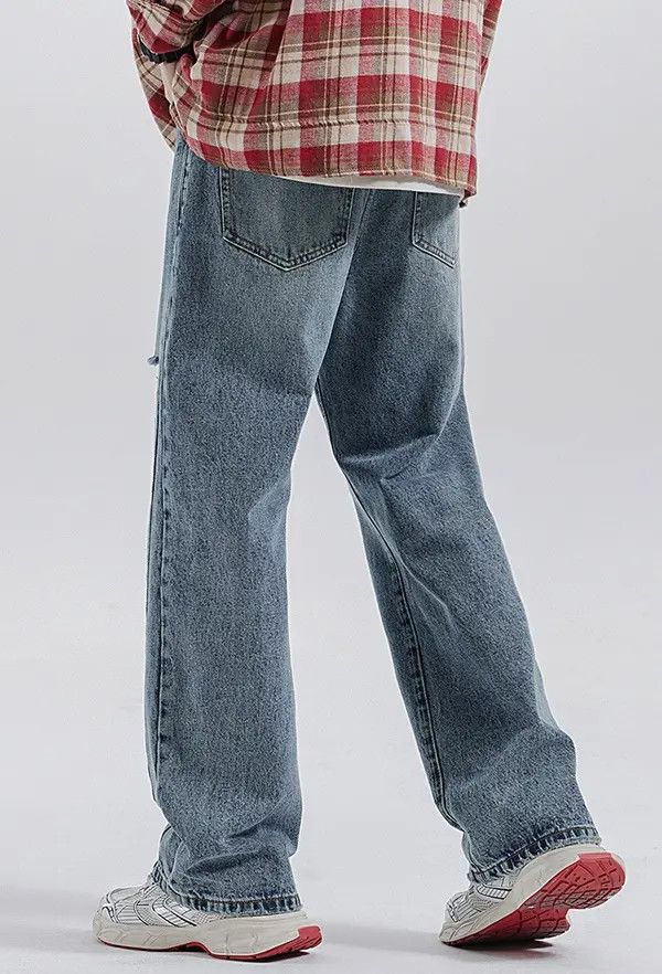 Japanese Brand Street Straight Loose Washed Vintage Ripped Jeans Size US 32 / EU 48 - 5 Thumbnail