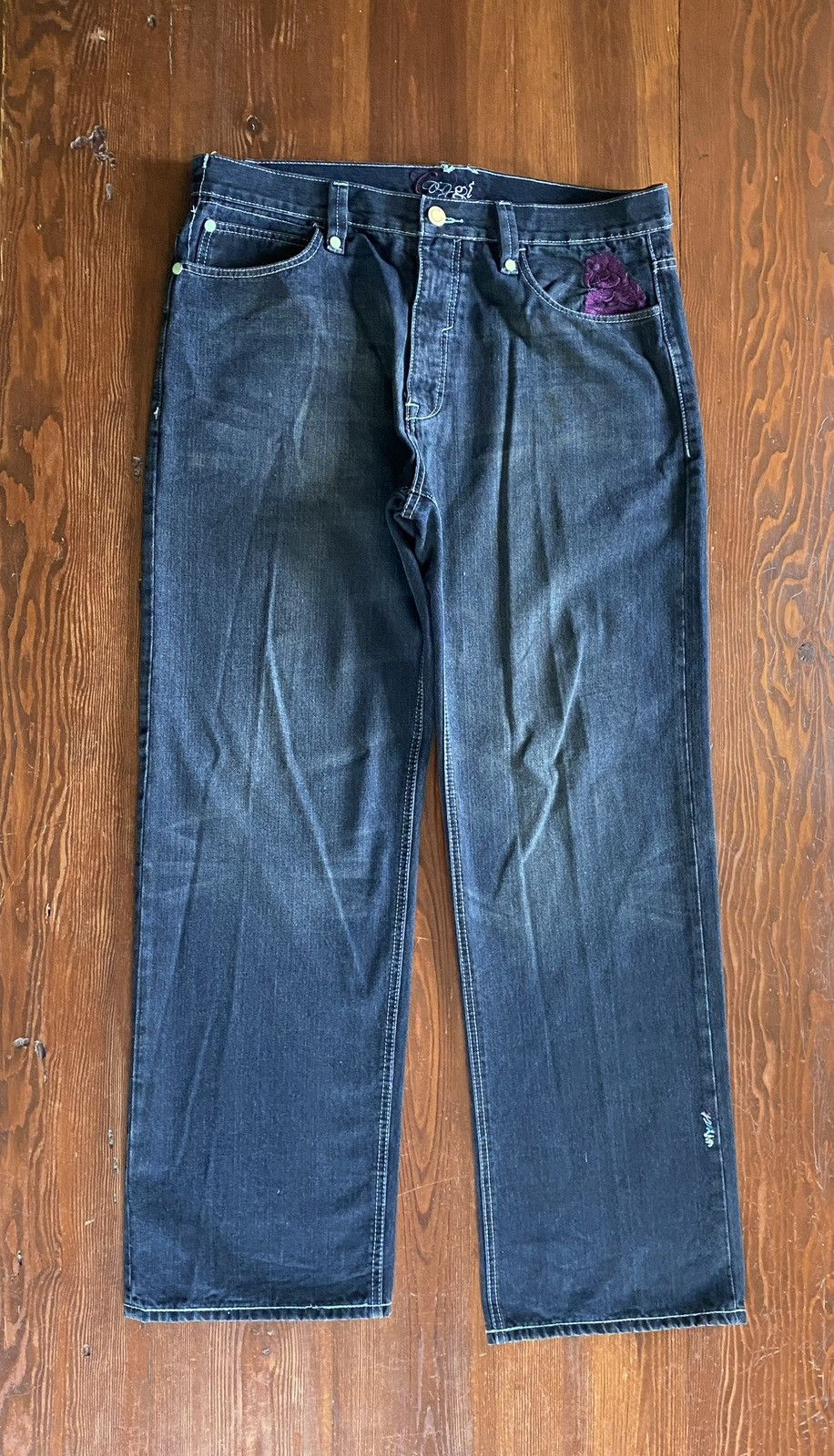 Coogi Vintage Y2K’s Coogi Parrot Embroidered Wide Leg Jeans 39x34 Size US 39 - 11 Thumbnail