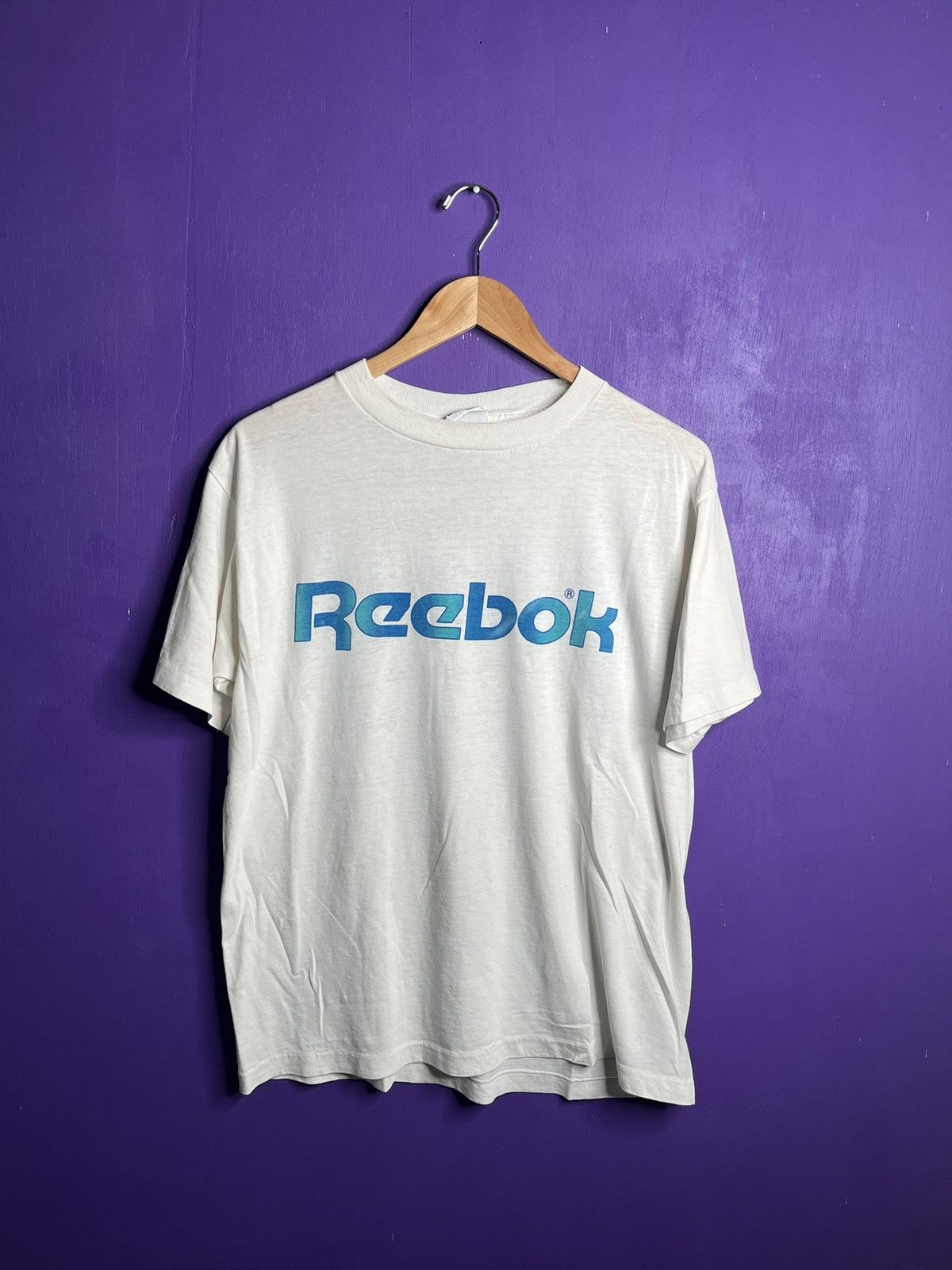 Reebok × Vintage Vintage 80s Reebok teal logo t-shirt Size US L / EU 52-54 / 3 - 1 Thumbnail