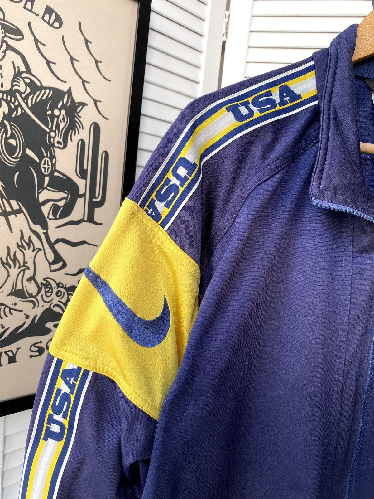 Nike × Vintage Vintage Nike USA Big Swoosh Lampasas Y2K Track Jacket Size US XL / EU 56 / 4 - 6 Thumbnail