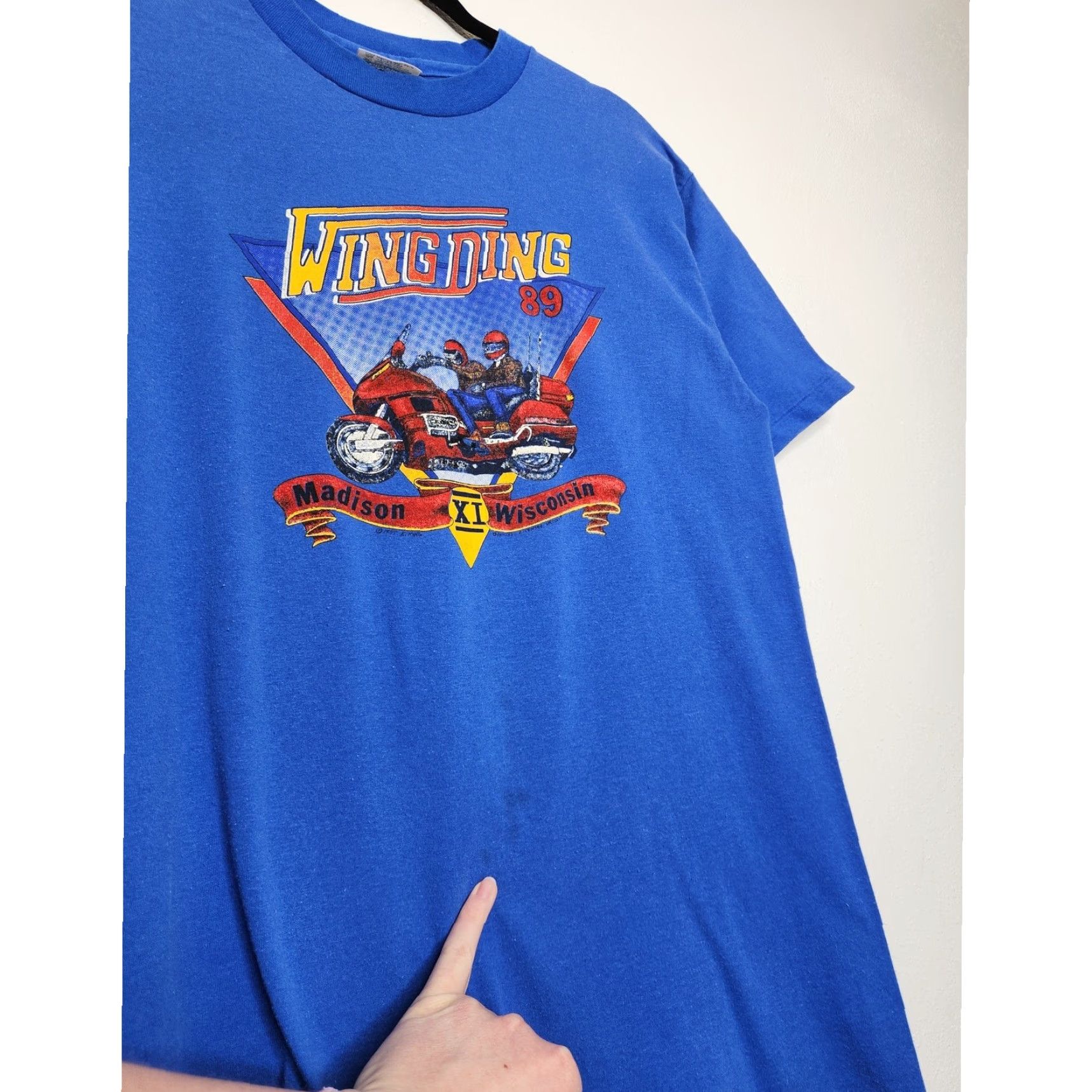 Hanes VINTAGE Honda Wing Ding 89 Madison Wisconsin Hanes Shirt Size US L / EU 52-54 / 3 - 4 Thumbnail