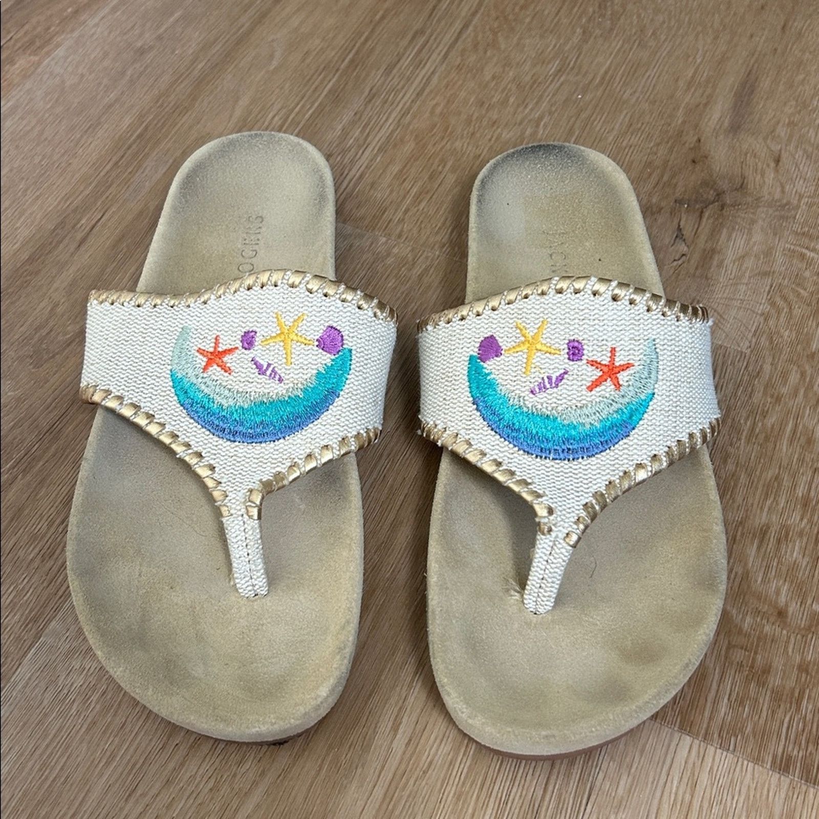 Jack Rogers Jack Rogers Embroidered Beach Scene Sandals Size US 8.5 / IT 38.5 - 3 Thumbnail