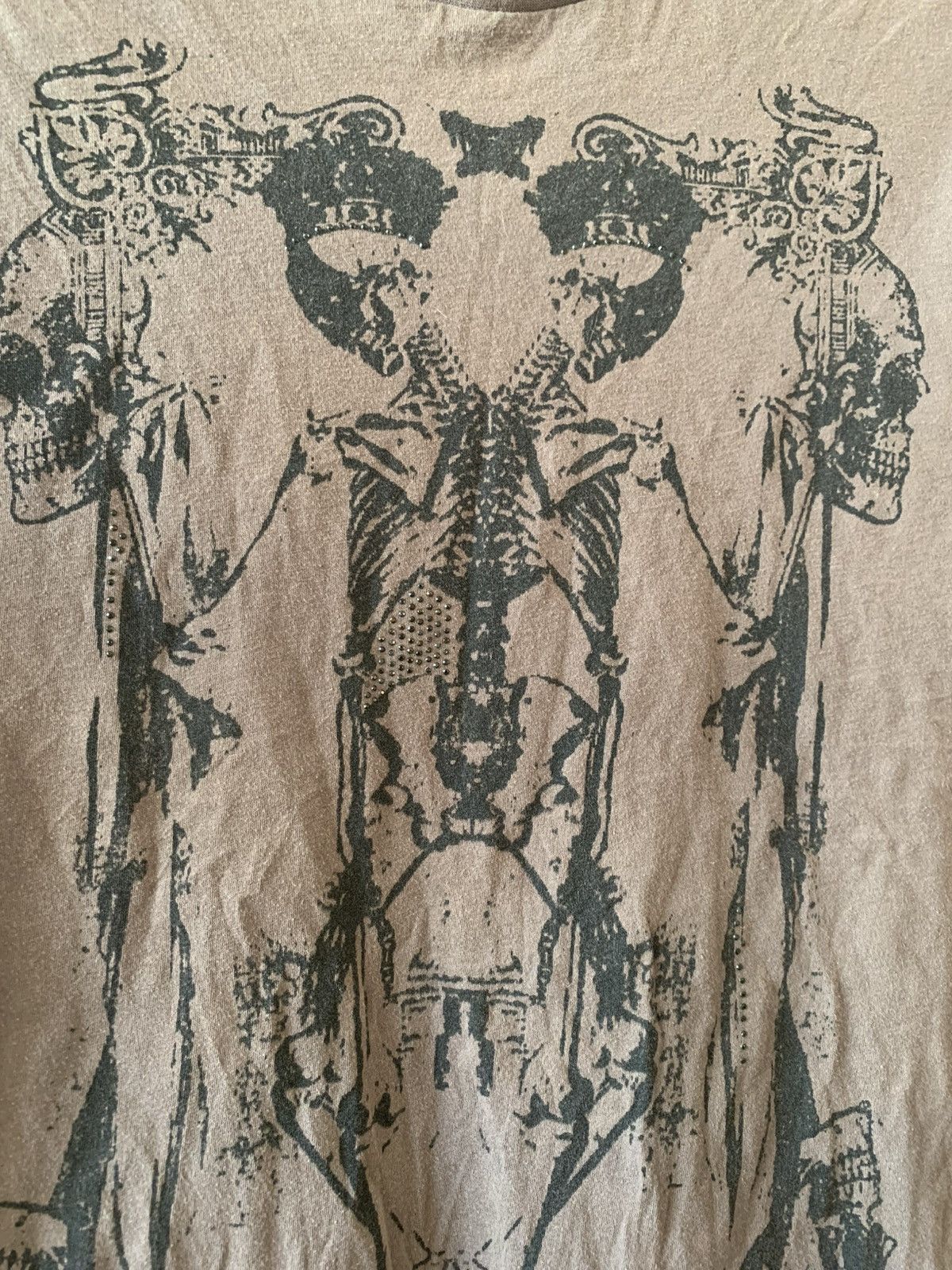 Affliction Y2K Vintage Crazy Skull Skeleton Rhinestones Faded AOP Tee Size US M / EU 48-50 / 2 - 3 Thumbnail