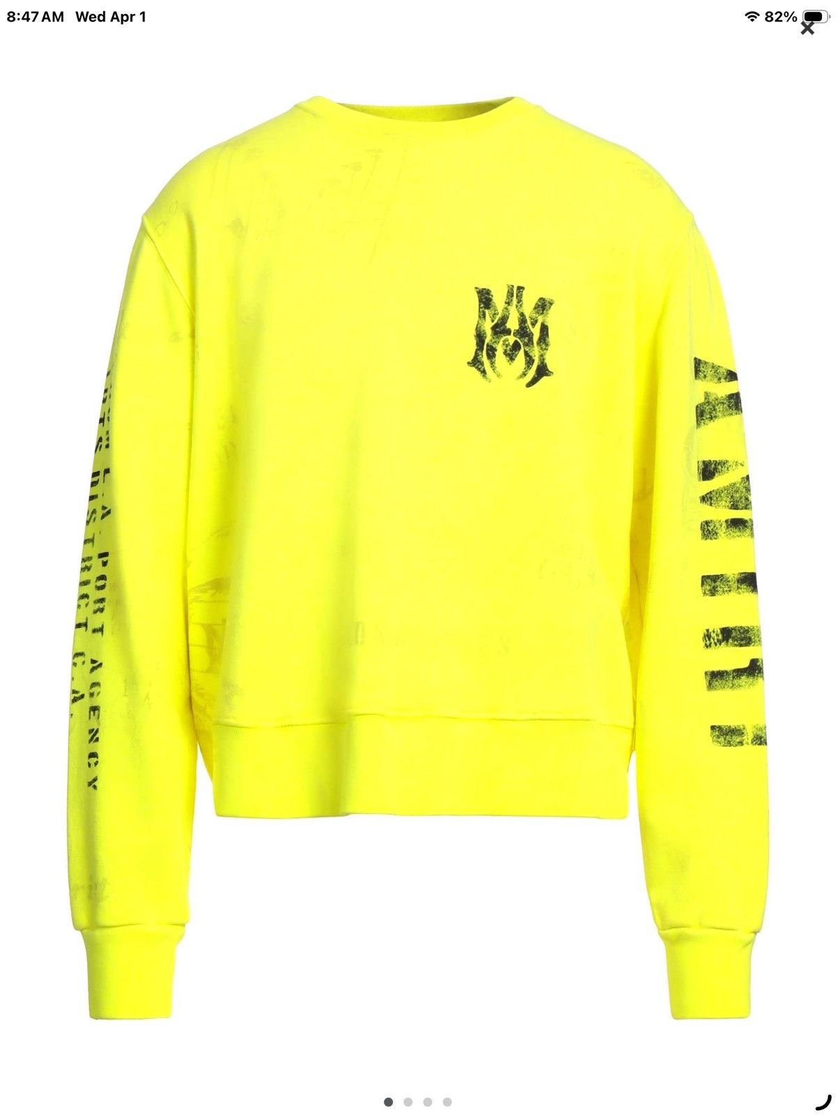 Amiri Mike Amiri stencil long sleeve sweater designer yellow italy Size US L / EU 52-54 / 3 - 1 Thumbnail