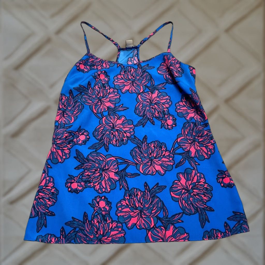 J.Crew J.Crew Top Womens 00 Blue Pink Floral Racerback Casual Tropical Camisole Size XXS / US 00 / IT 34 - 1 Thumbnail