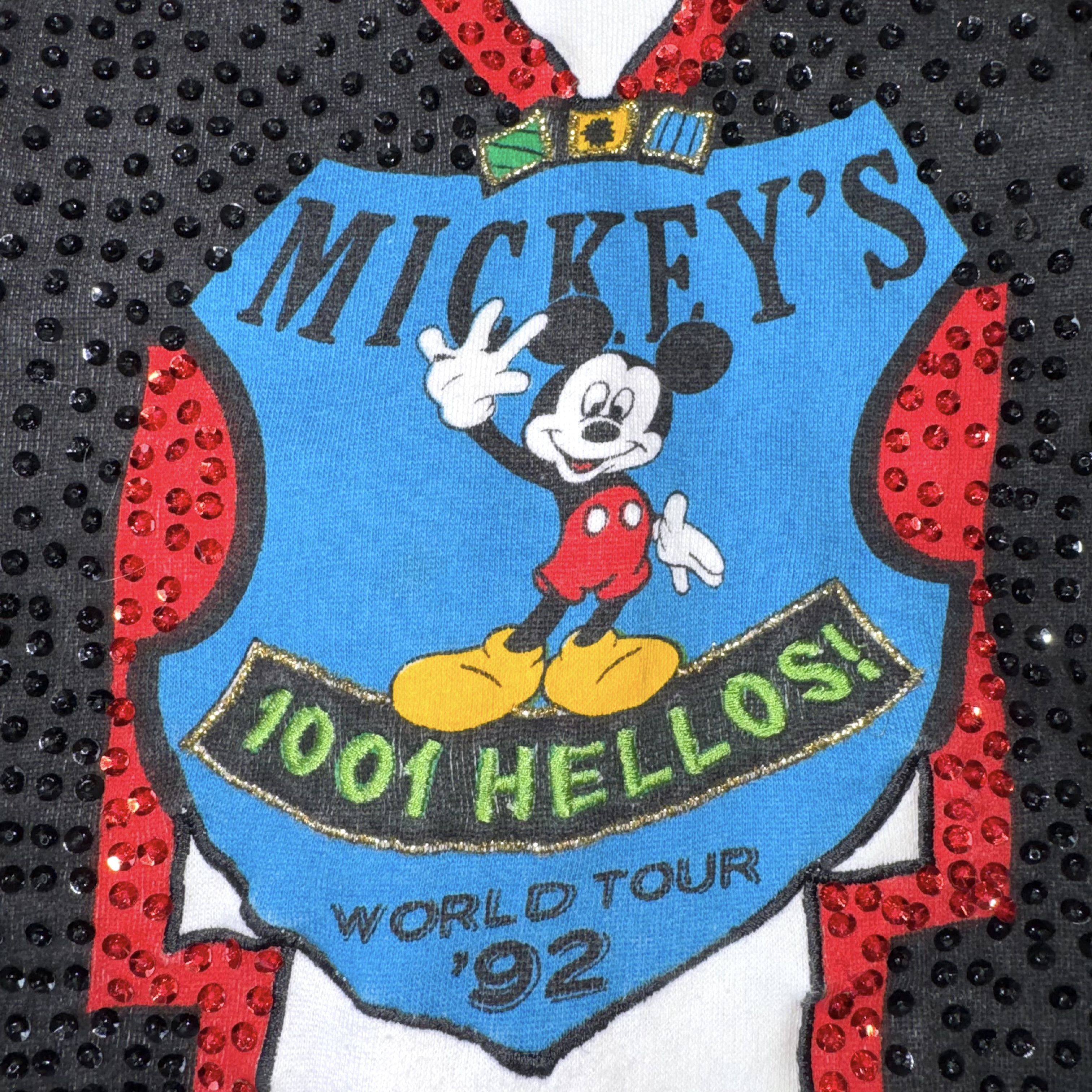 Mickey & Co. VTG Mickey's 1001 Hellos World Tour 1992 Sparkle Embroidered Size L / US 10 / IT 46 - 5 Thumbnail