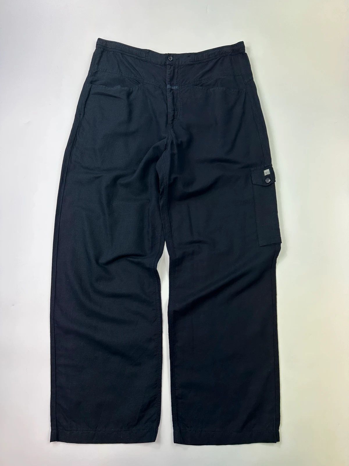 Marithe + Francois Girbaud MFG 90s Navy Linen & Cottons Cargo Parachute Pants Size US 32 / EU 48 - 1 Thumbnail
