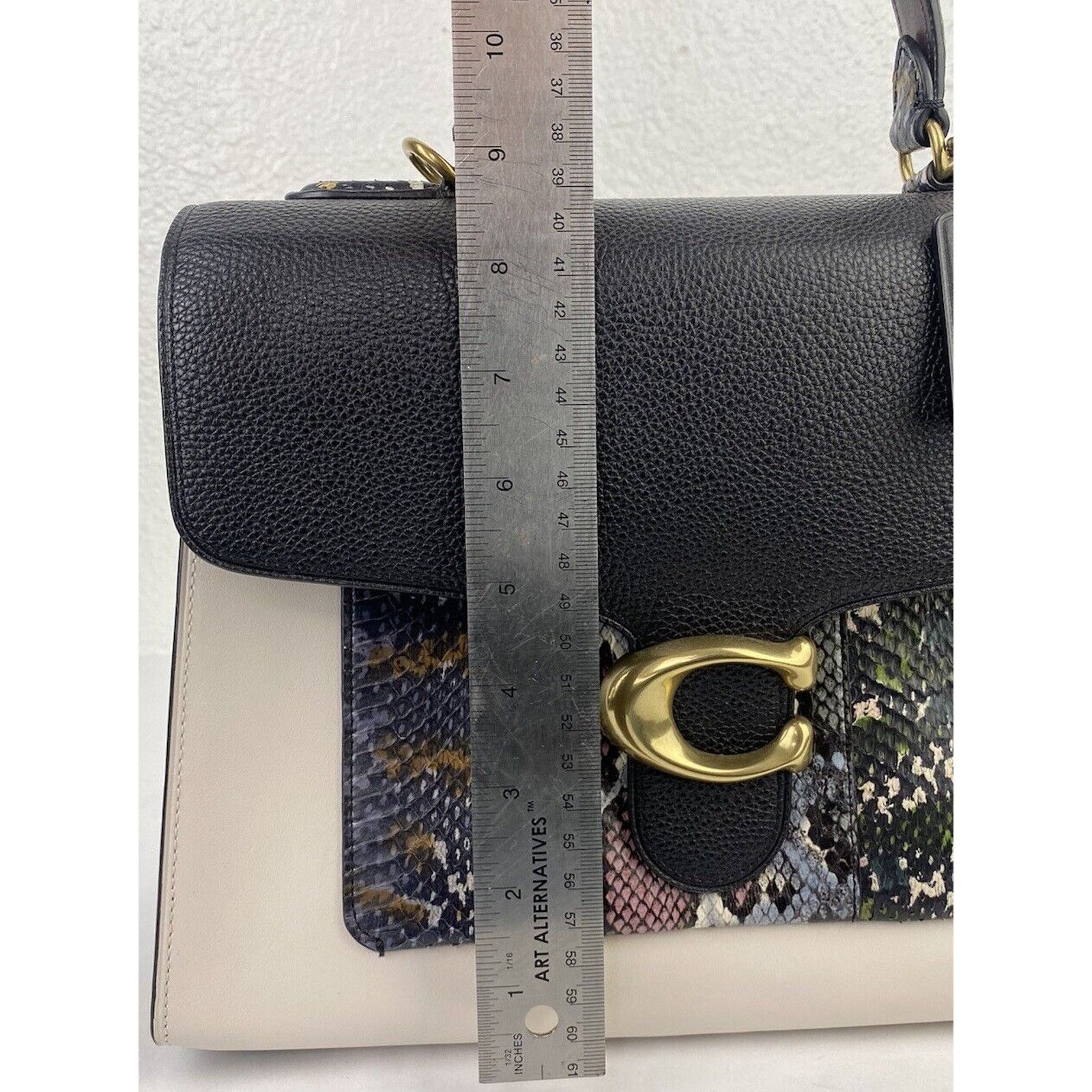 Coach Coach Tabby Top Handle Black White Leather Snakeskin Purse Size ONE SIZE - 22 Thumbnail