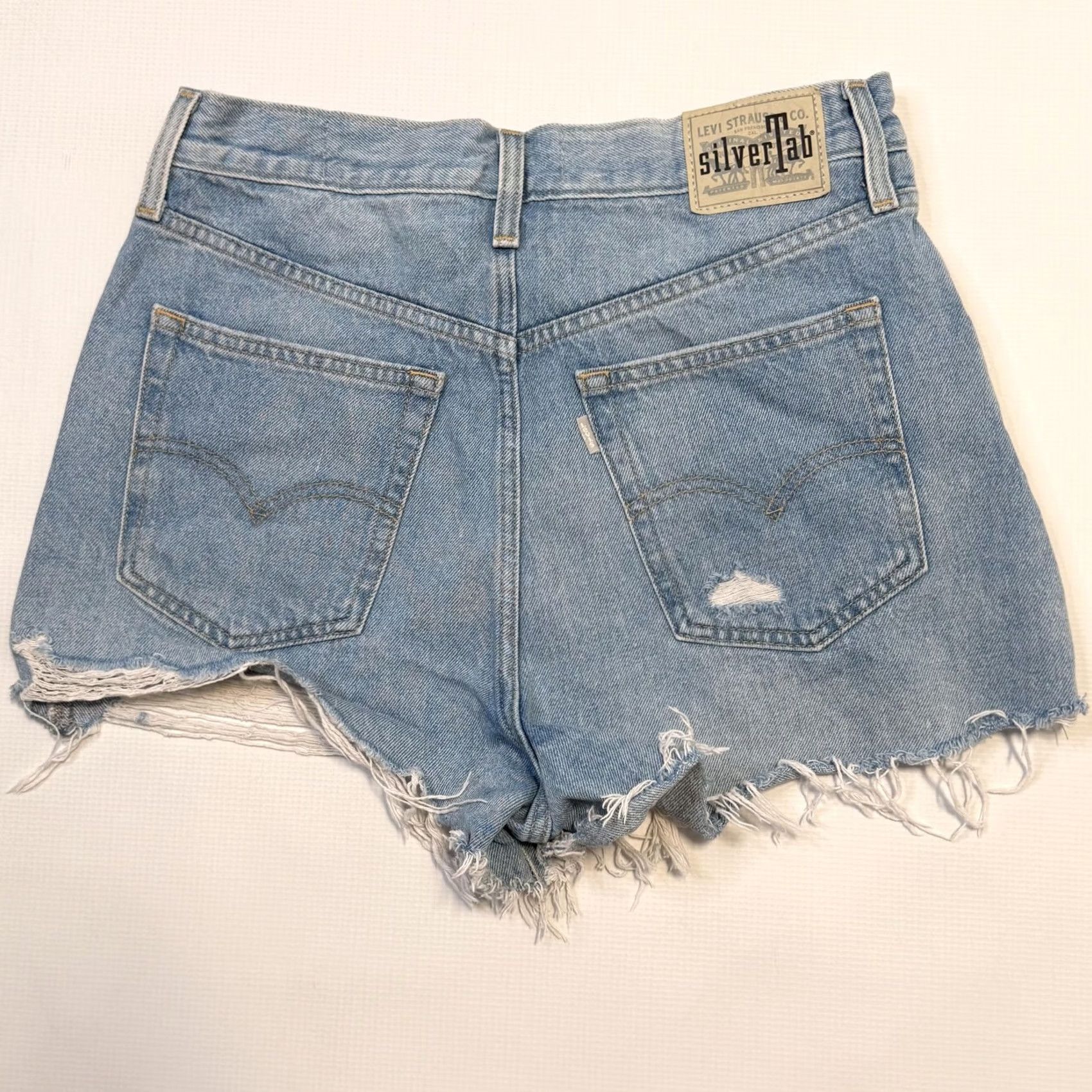 Levi's Levi's SilverTab Mom Shorts Womens 29 Blue Cutoff Denim Distressed High Rise Size 29" - 2 Thumbnail