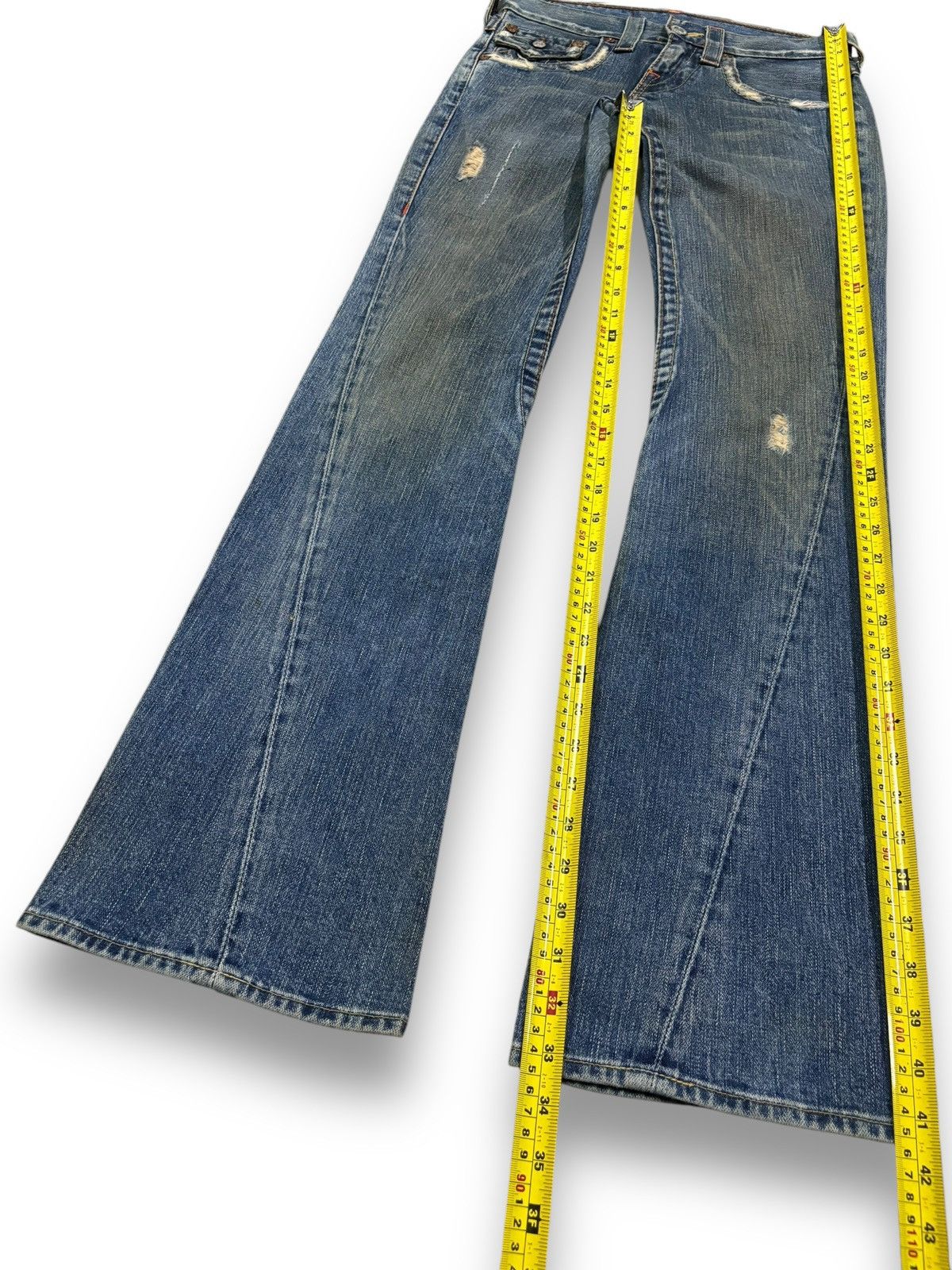 True Religion Vintage True Religion Joey Mud Washed Flare Distressed Jeans Size US 28 / EU 44 - 13 Thumbnail