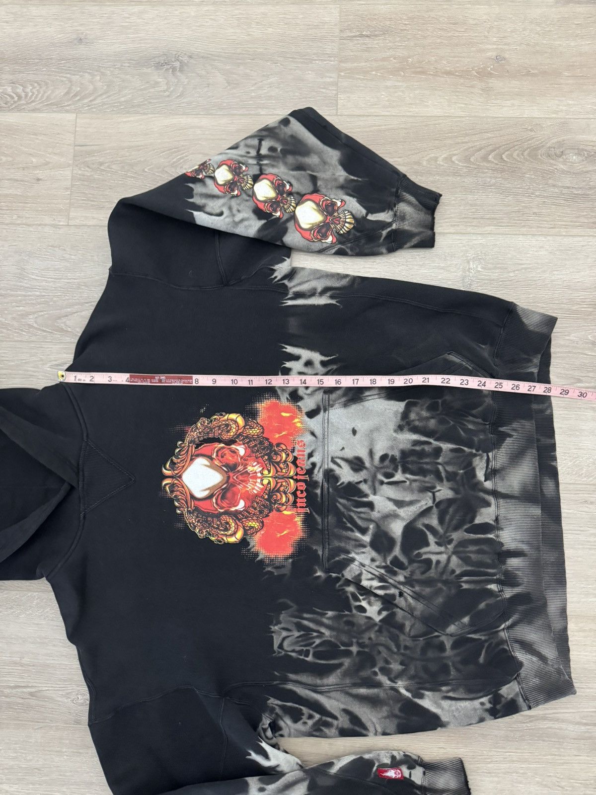 JNCO Y2K JNCO Jeans Skull Sleeve Graphic Hoodie / Sunfaded Vtg Size US L / EU 52-54 / 3 - 8 Thumbnail