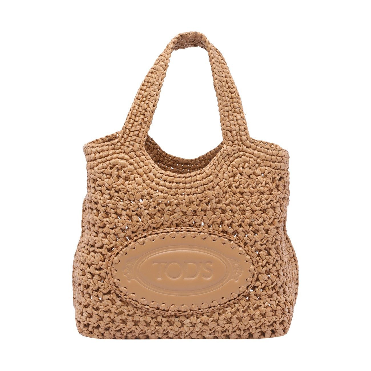 MINI RAFIA AND LEATHER SHOPPING BAG