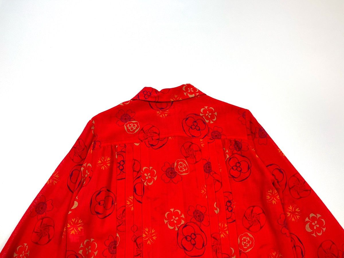 Celine Vintage 80s CELINE Paris Skirt Suit Red Floral Wool Size 40 Size M / US 6-8 / IT 42-44 - 15 Thumbnail