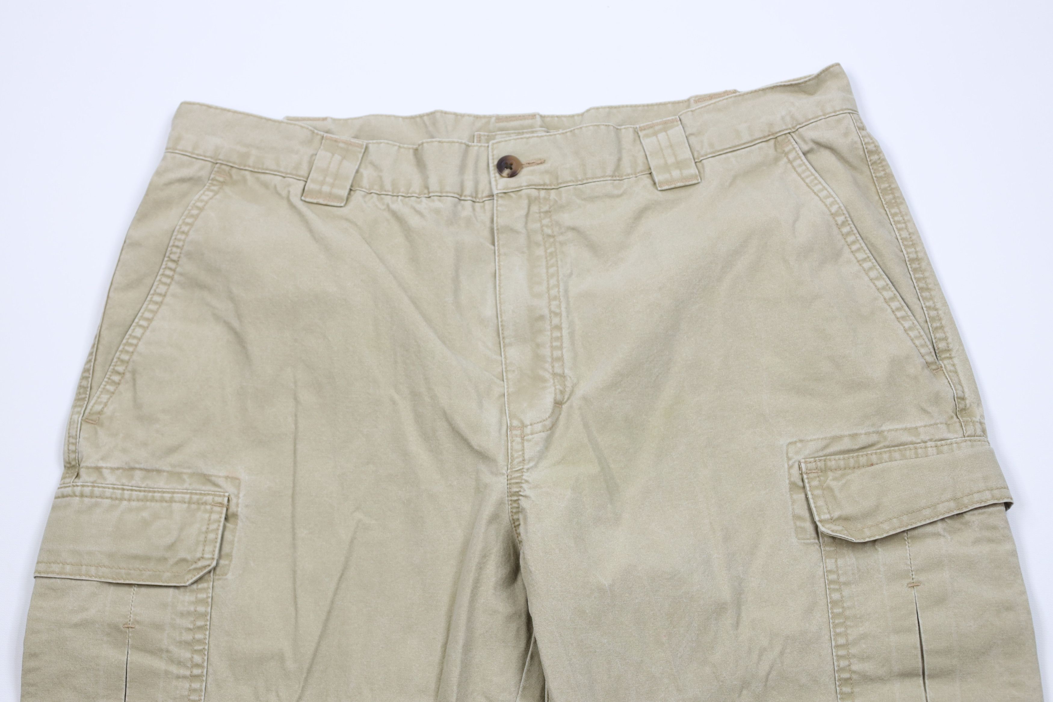 L.L. Bean Vintage 90s LL Bean Wide Leg Cargo Pants Beige Cotton Size US 34 / EU 50 - 2 Thumbnail