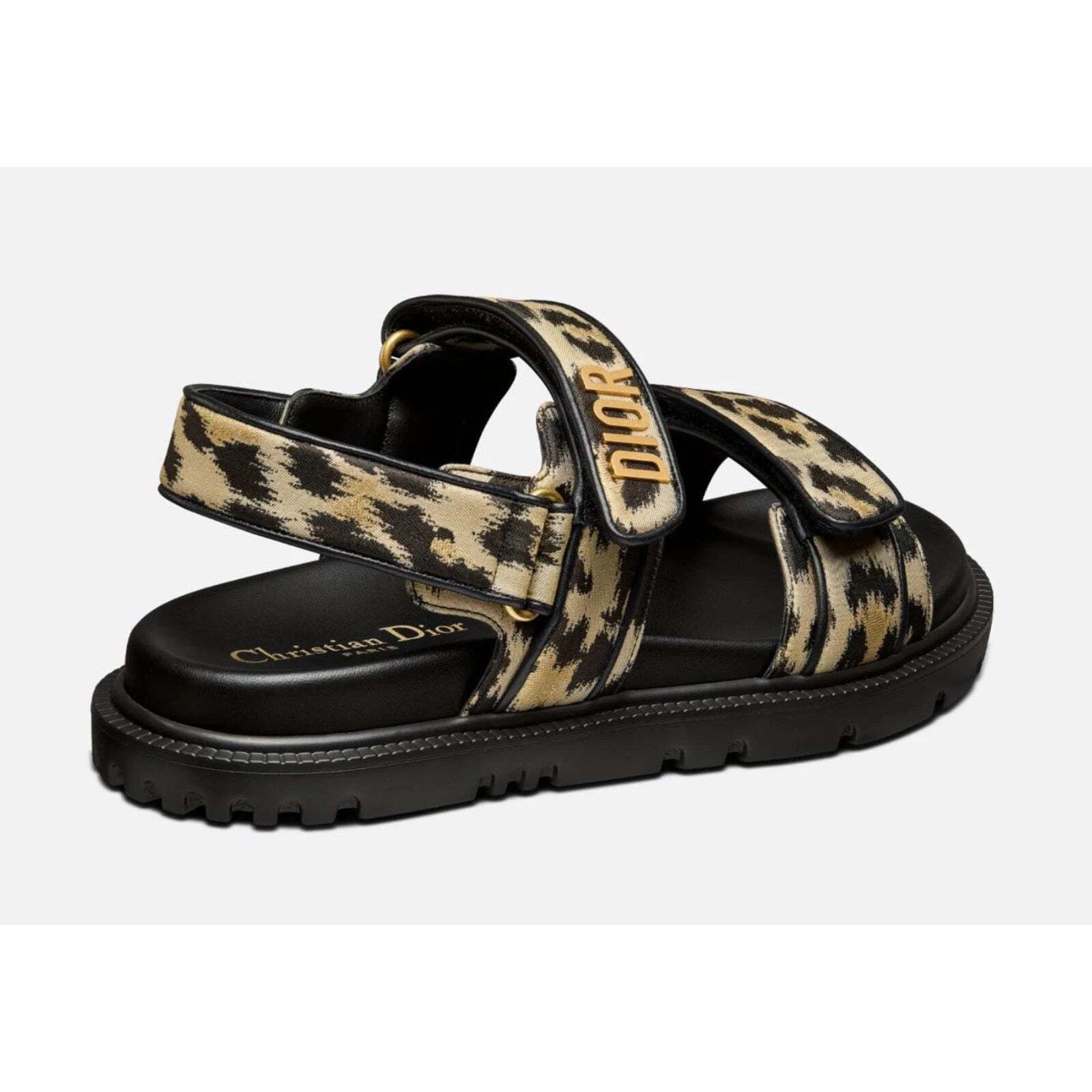 Dior Christian Dior Act Dway Black Gold Leopard Shiny Logo Strap Size US 5.5 / IT 35.5 - 10 Thumbnail