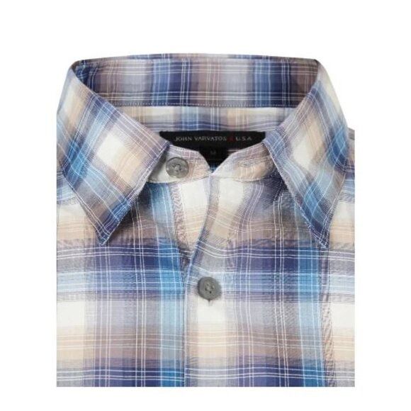 John Varvatos John Varvatos Mens Blue Plaid Collared Lightweight Button Up Size US XXL / EU 58 / 5 - 9 Thumbnail
