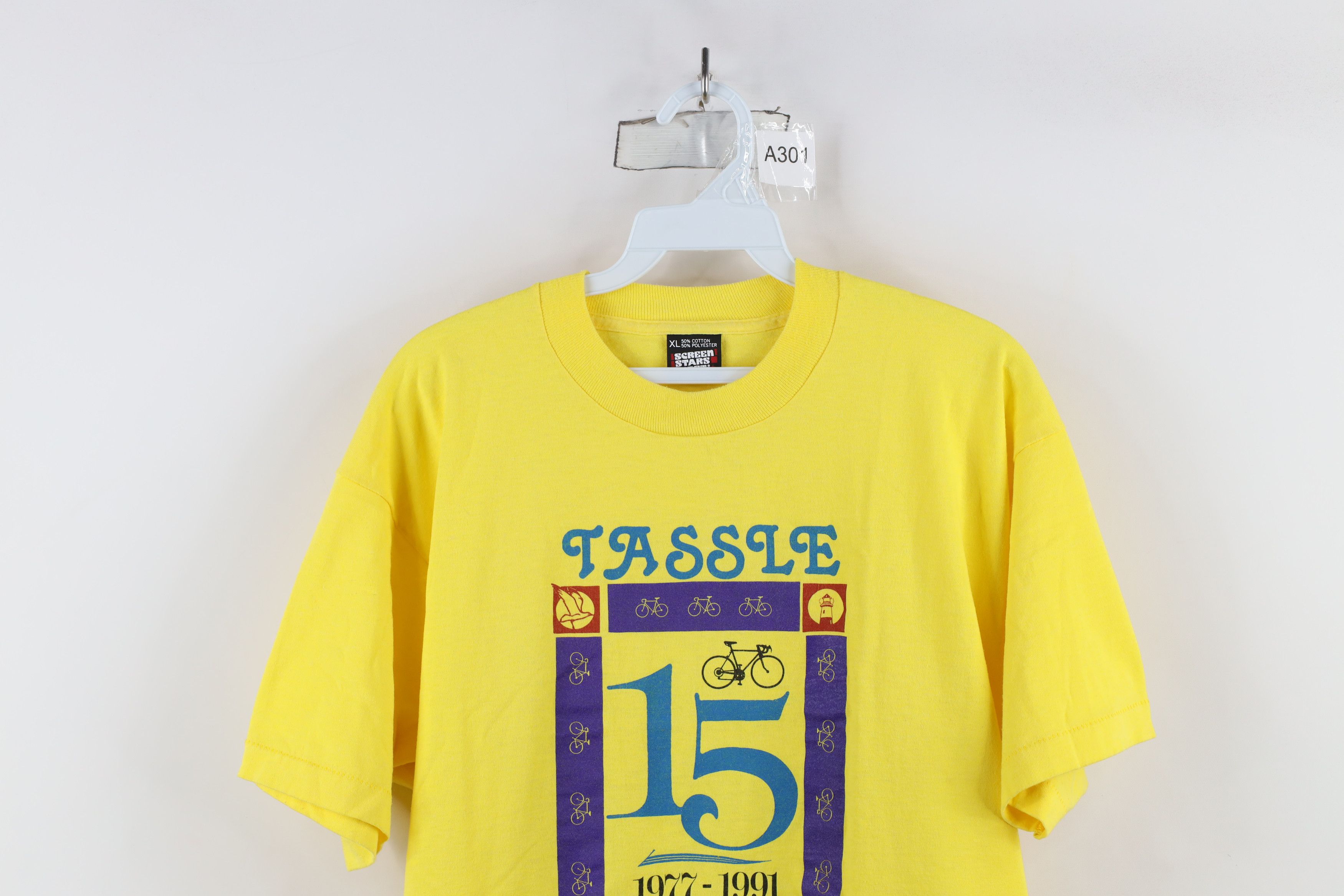 Vintage Vintage 90s Streetwear Cycling Michigan T-Shirt Yellow USA Size US XL / EU 56 / 4 - 2 Thumbnail