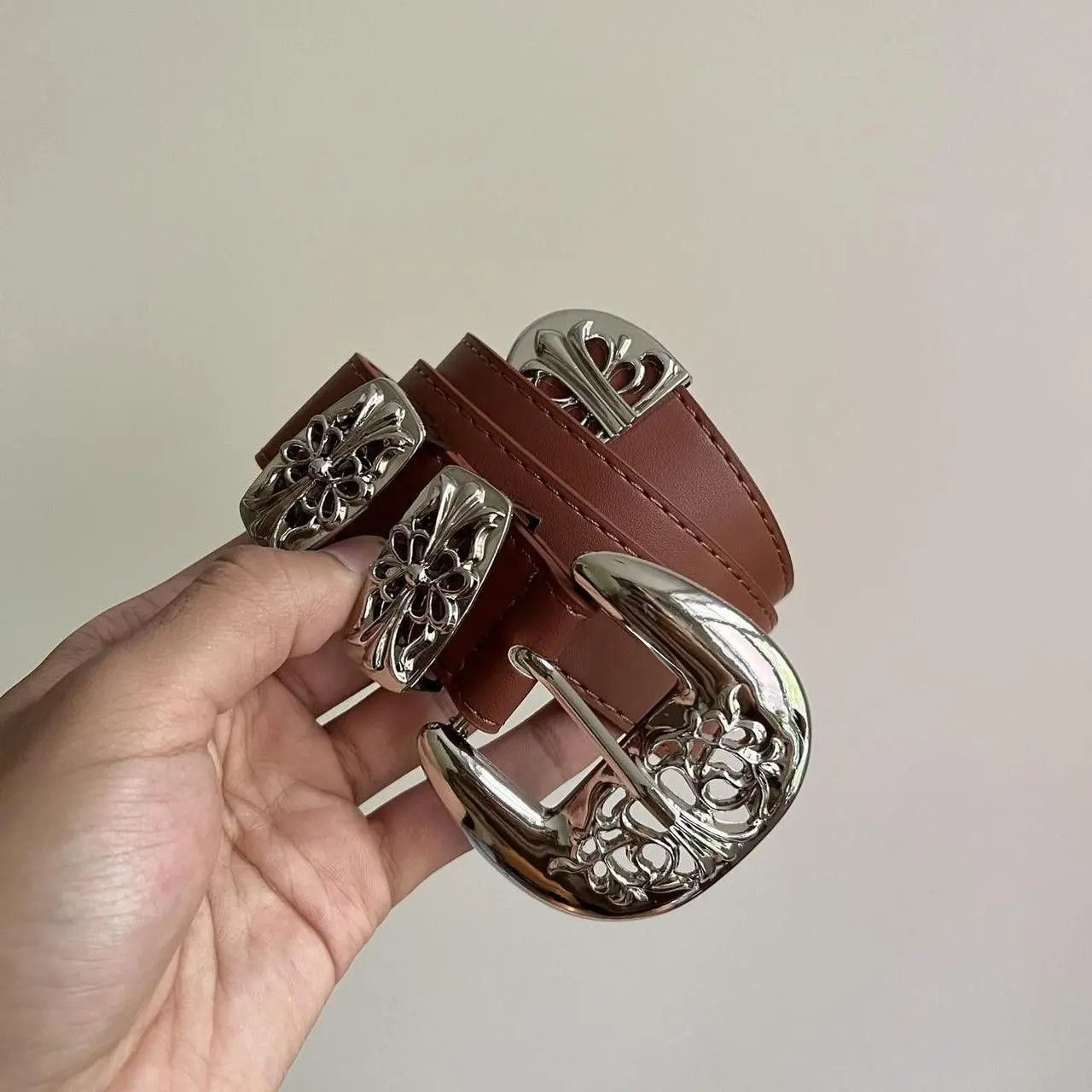 Cowboy Equipment vintage buckle brown american western design belt Size ONE SIZE - 7 Thumbnail
