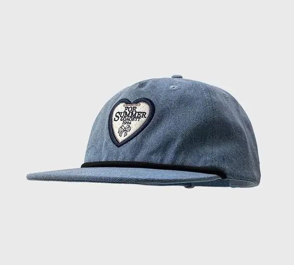 Japanese Brand Outdoor retro y2k heart embroidery denim snapback cap hat Size ONE SIZE - 6 Thumbnail
