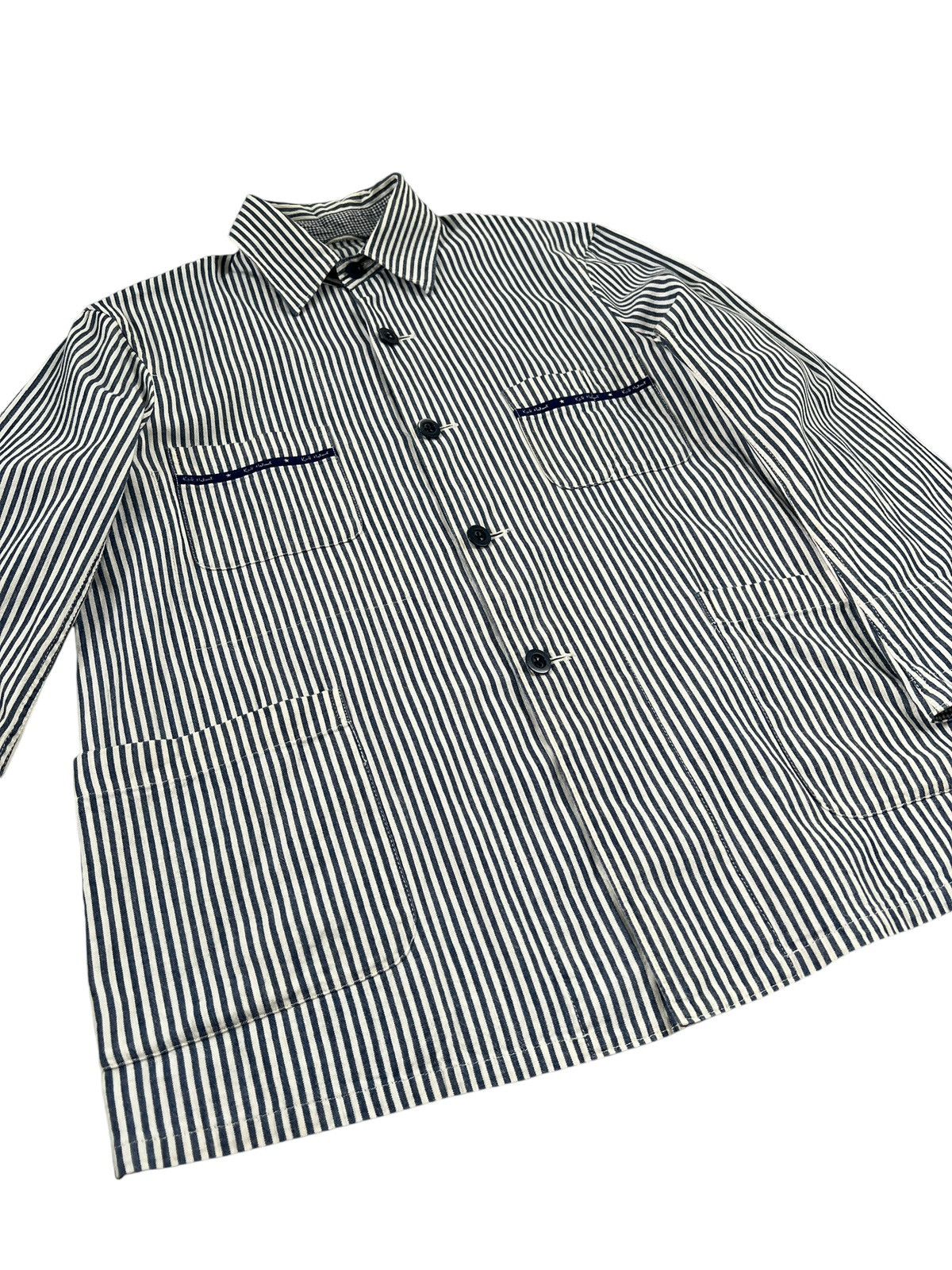 Japanese Brand × Karl Helmut × Vintage 1990 Karl Helmut Hickory Stripes Chore Jacket Size US L / EU 52-54 / 3 - 7 Thumbnail