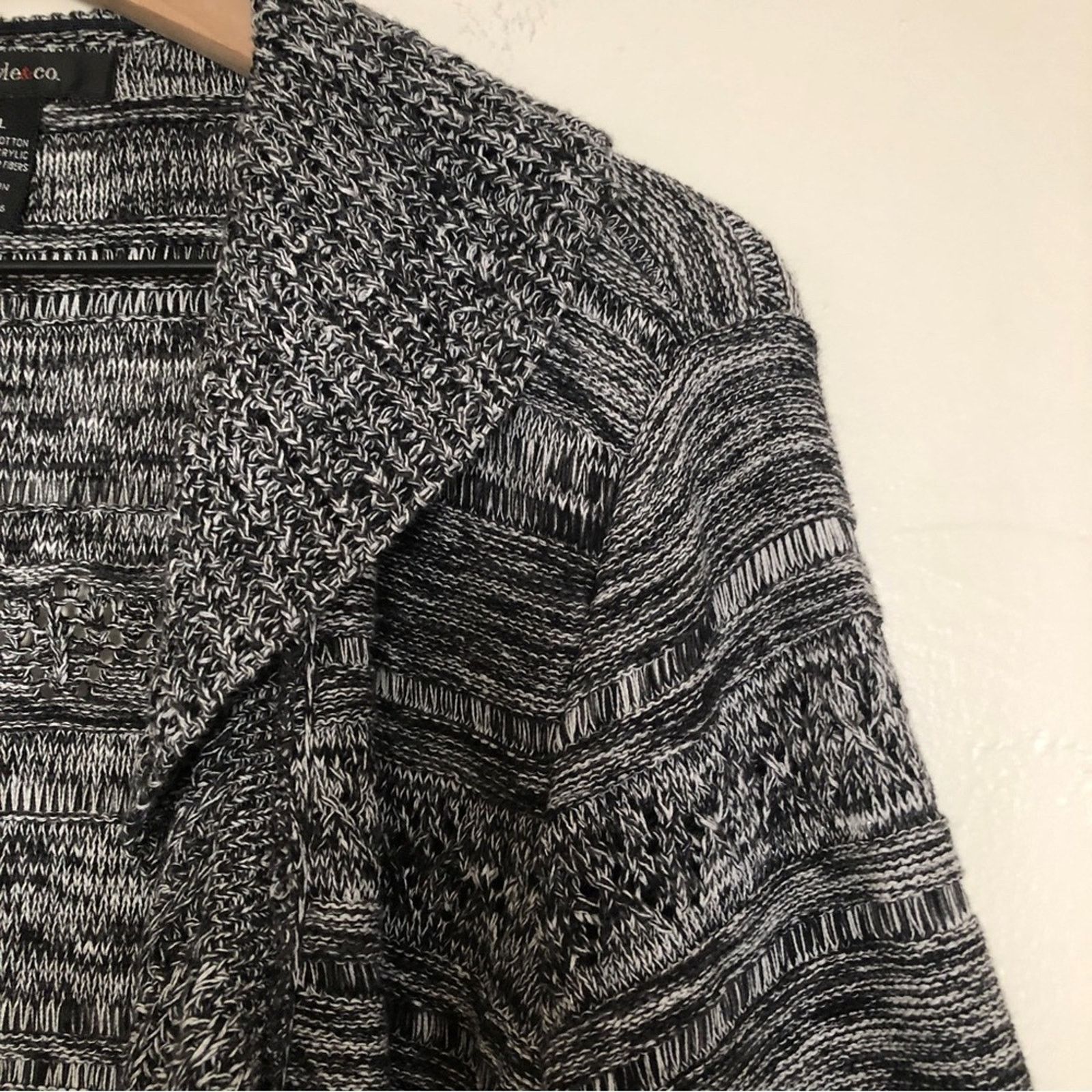 Other Style & Co. Knit Black Gray White Draped Cardigan Sweater Size L / US 10 / IT 46 - 6 Thumbnail