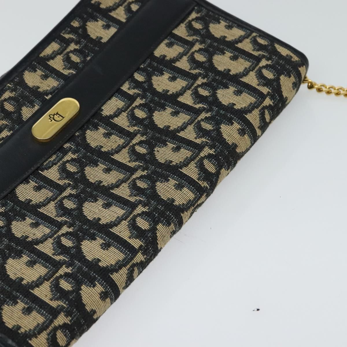 Dior DIOR Trotter Canvas Chain Shoulder Bag Navy Gold Size ONE SIZE - 6 Thumbnail