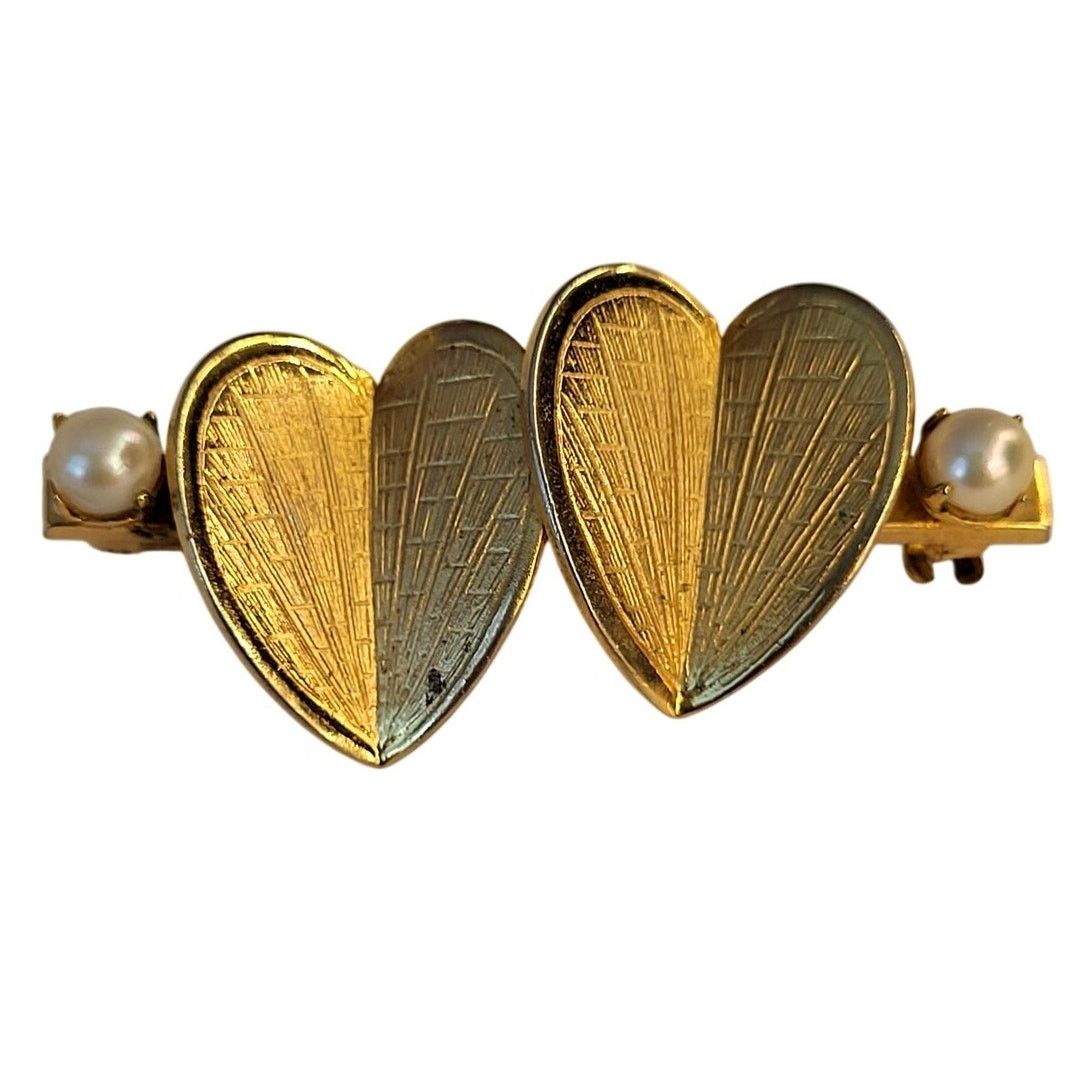 & Other Stories VTG Giovanni Heart Brooch w/Pearls Signed Gold Size ONE SIZE - 1 Thumbnail