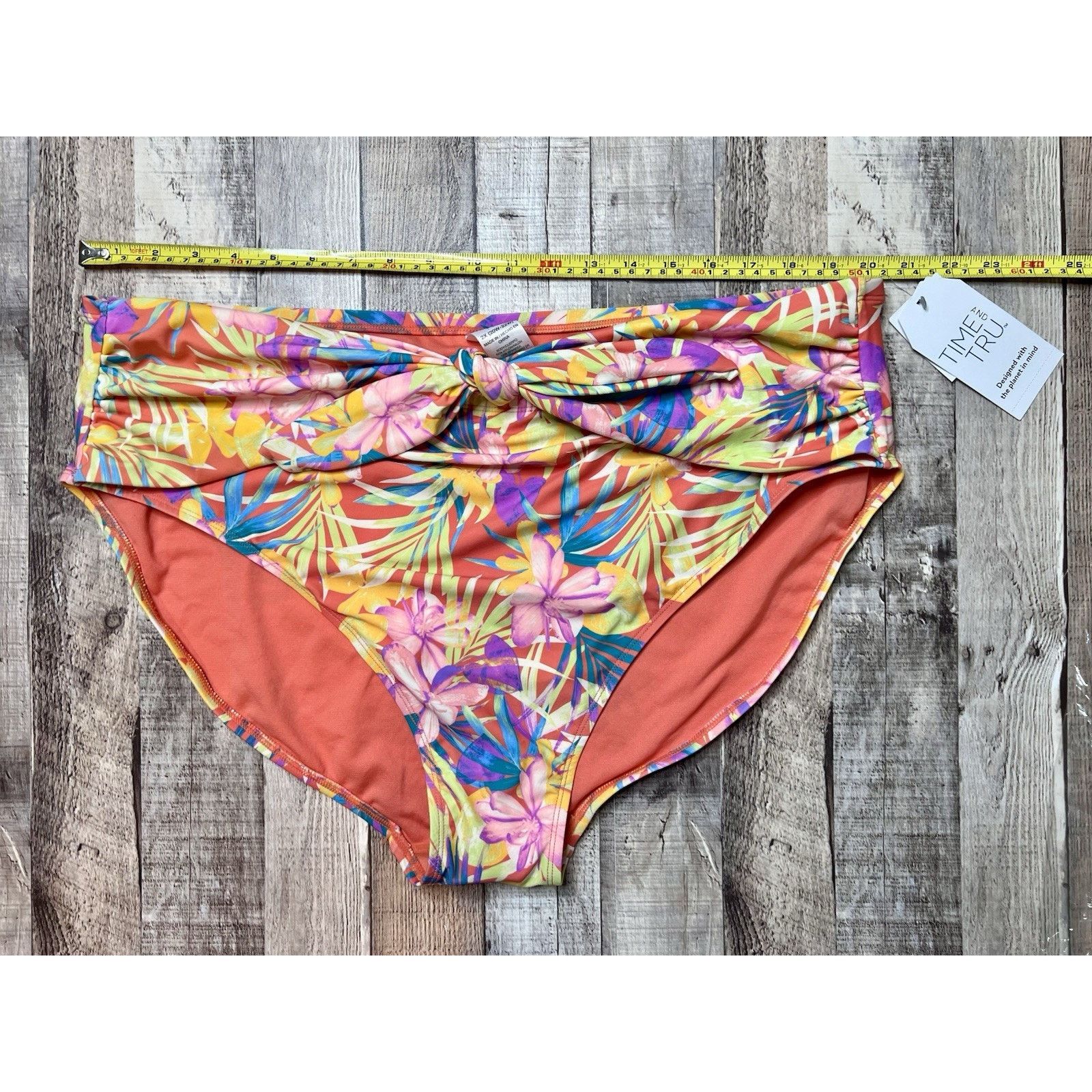 Other Time and Tru Tropical Floral Bikini Swimsuit Yellow 2pc NWT Size XXL / US 16-18 / IT 52-54 - 11 Thumbnail