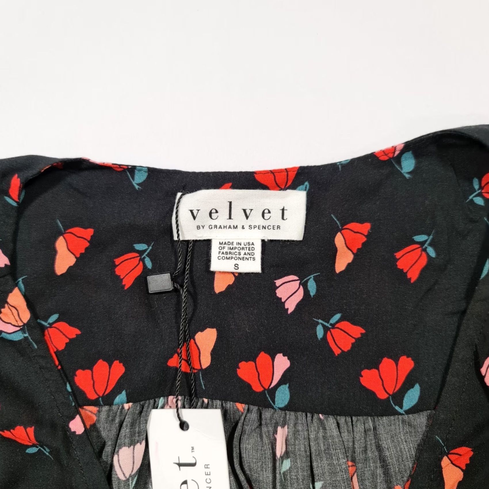 Velvet Velvet by Graham & Spencer Womens Blouse Top Black Small Wrap Floral Long Sleeve V-Neck Size S / US 4 / IT 40 - 3 Thumbnail