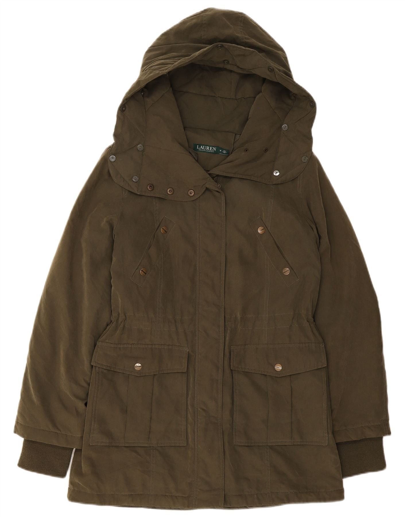 Ralph Lauren Womens Hooded Padded Jacket UK 14 Medium Khaki Polyester Size M / US 6-8 / IT 42-44 - 1 Thumbnail