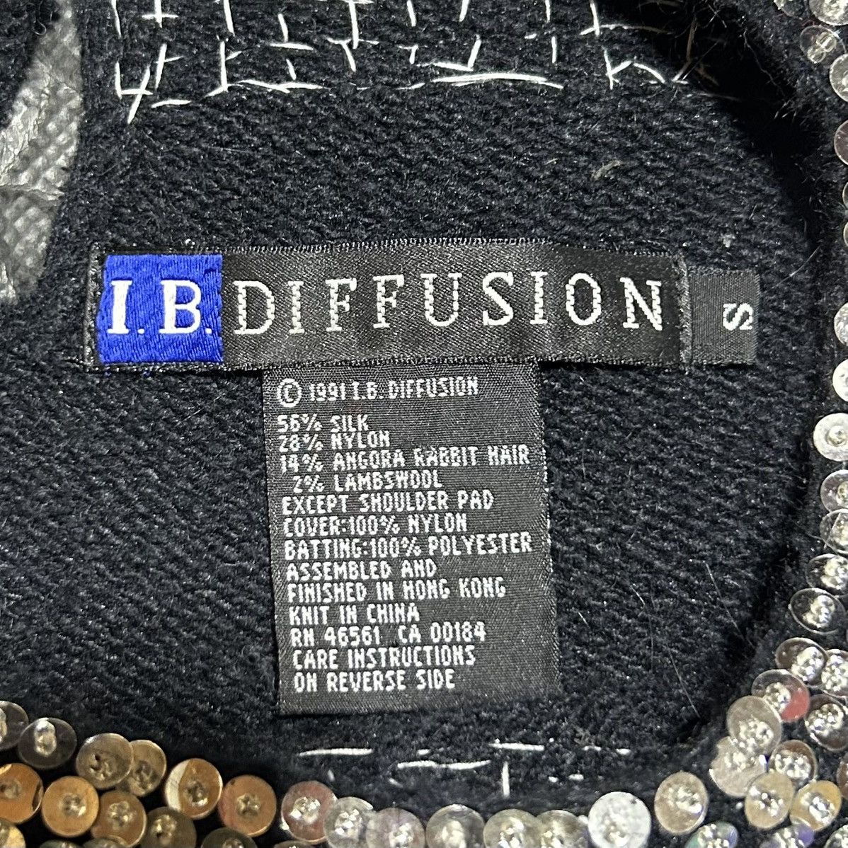 Other IB Diffusion Sweater Argyle Sequin Black Silk 90s Small Size S / US 4 / IT 40 - 2 Thumbnail