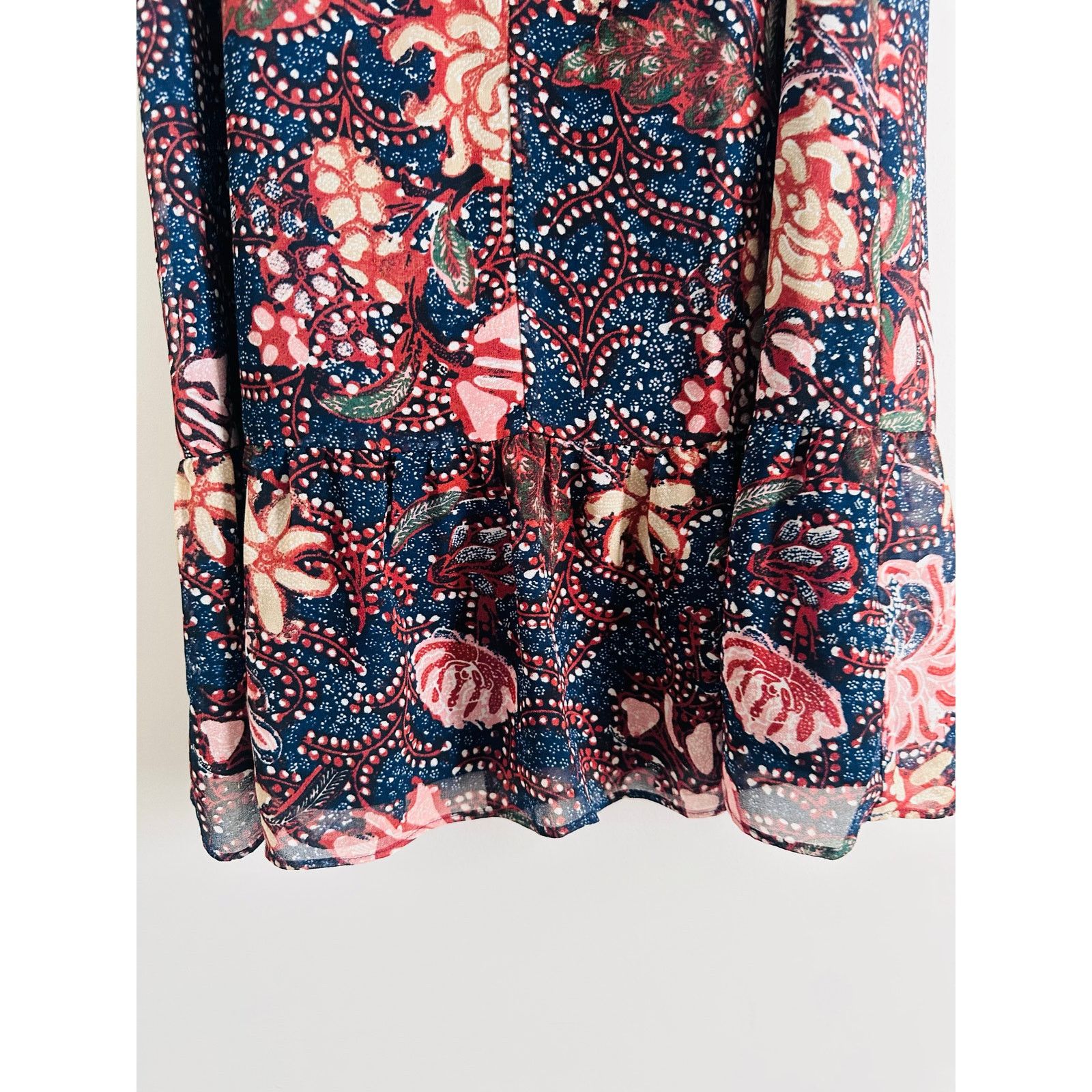 Madewell Madewell Navy Sea Floral Print Ruffle Mini Dress Size Small Size S / US 4 / IT 40 - 5 Thumbnail