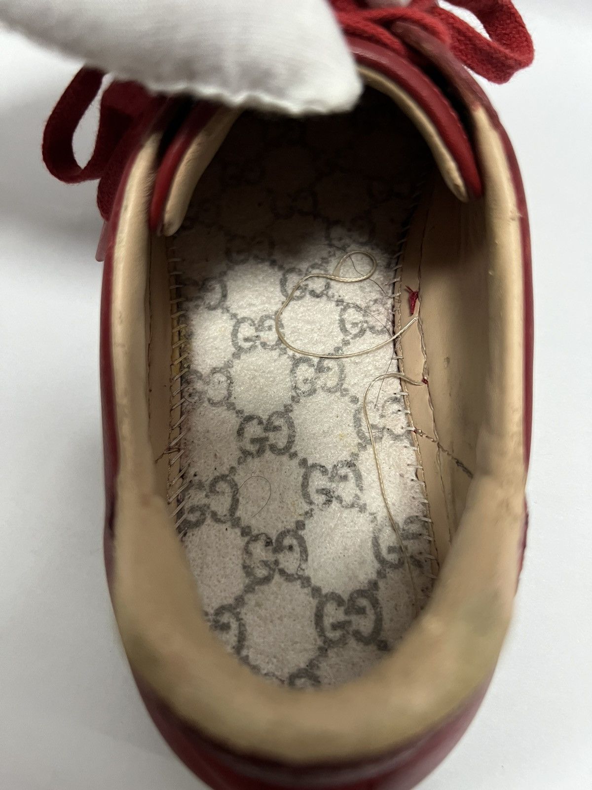 Gucci Gucci - Red Leather Web Ace Low Top Sneakers Size US 6.5 / EU 39-40 - 21 Thumbnail
