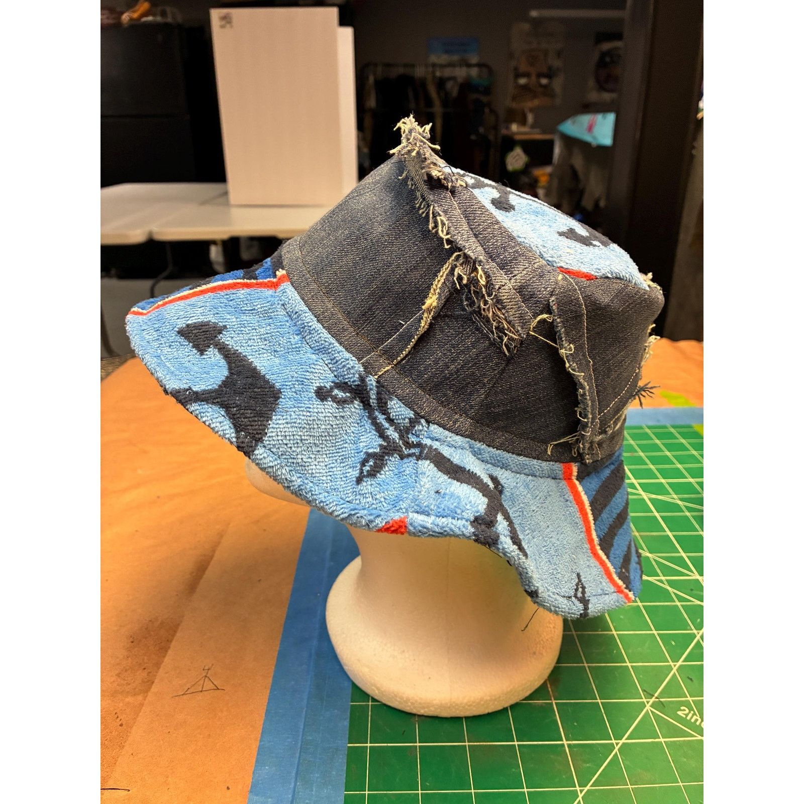 Other Miss Fit Upcycled Patchwork Denim Bucket Hat, Small, Beach Size ONE SIZE - 5 Thumbnail