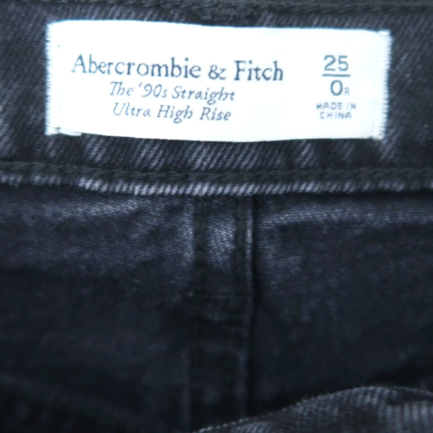 Abercrombie & Fitch Abercrombie & Fitch Jeans 90s High Rise Black Straight Womens 0 Denim Cotton Distressing Knee Size 25" / US 0 / IT 36 - 4 Thumbnail