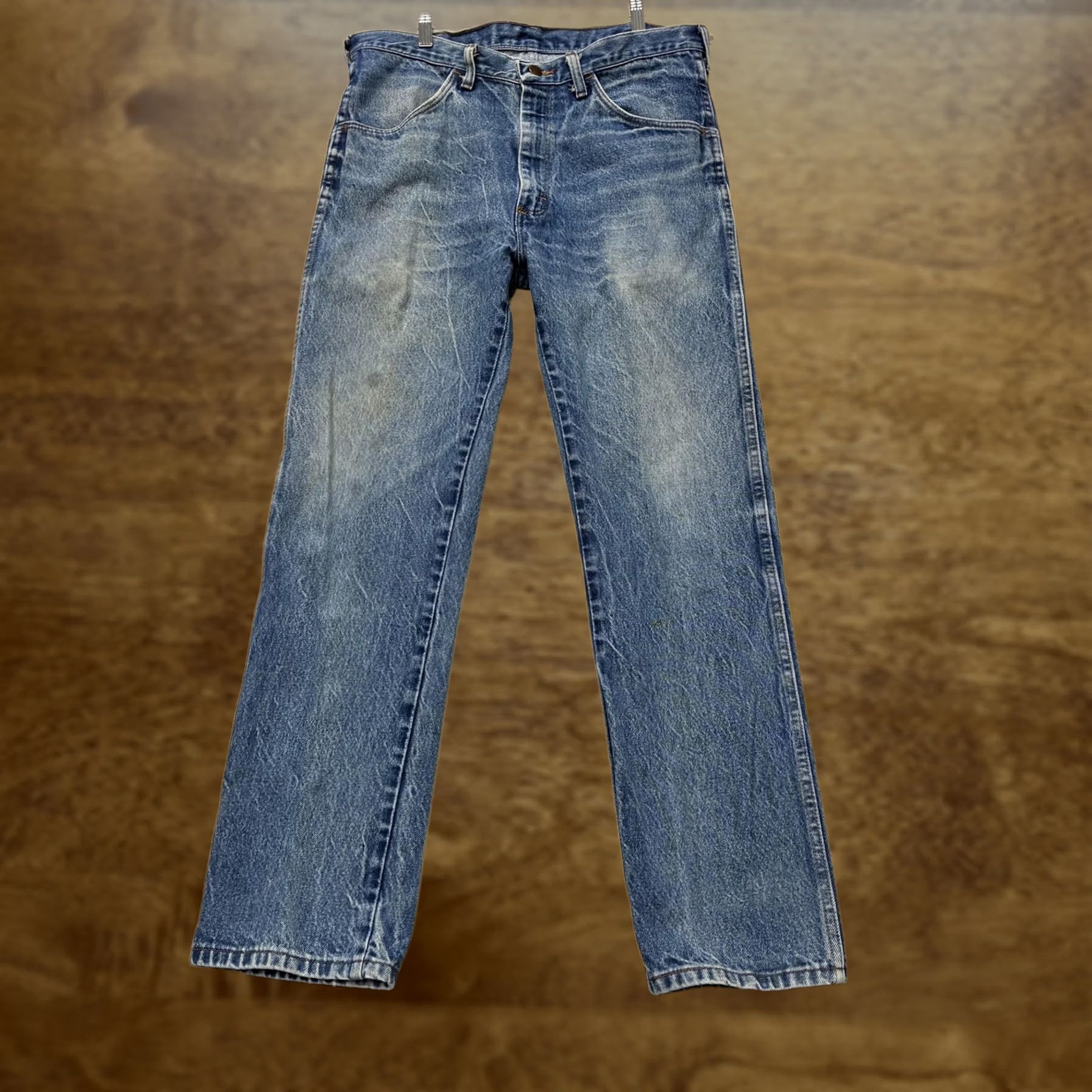 Denime VINTAGE Rustler Jeans Mens 33x30 Medium Wash Blue Straight Faded Denim Workwear Size US 33 - 1 Thumbnail